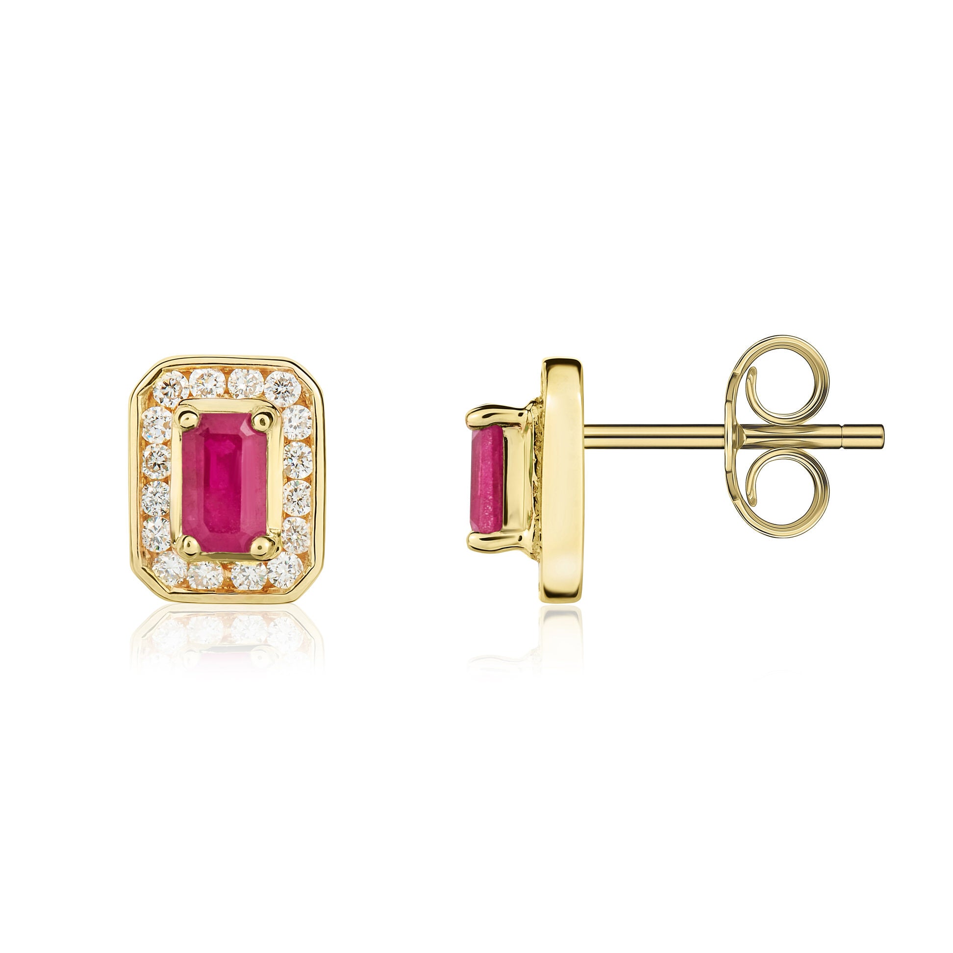 9ct Yellow Gold Oct Ruby & Diamond Cluster Ers