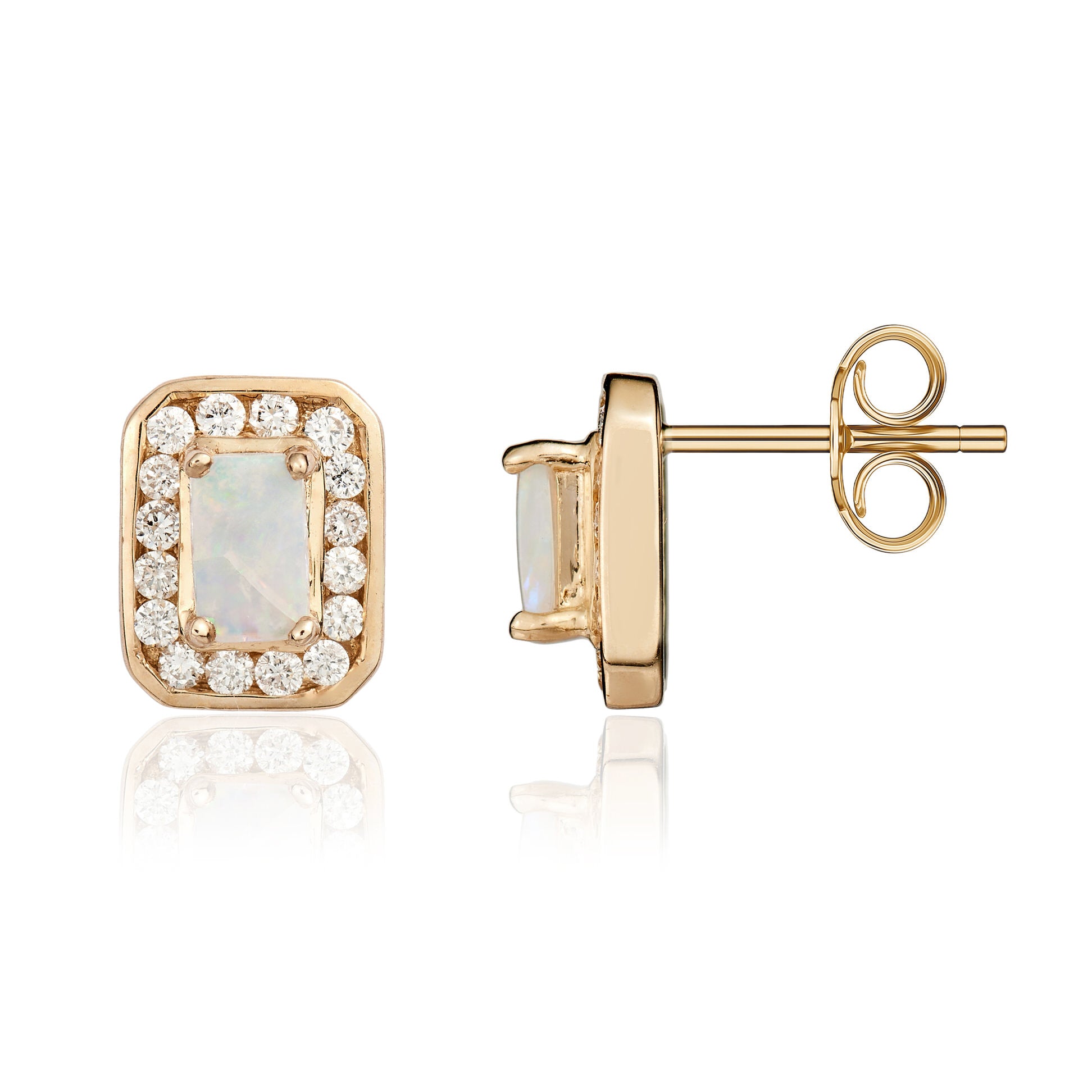 9ct Yellow Gold Oct Opal & Diamond Cluster Ers