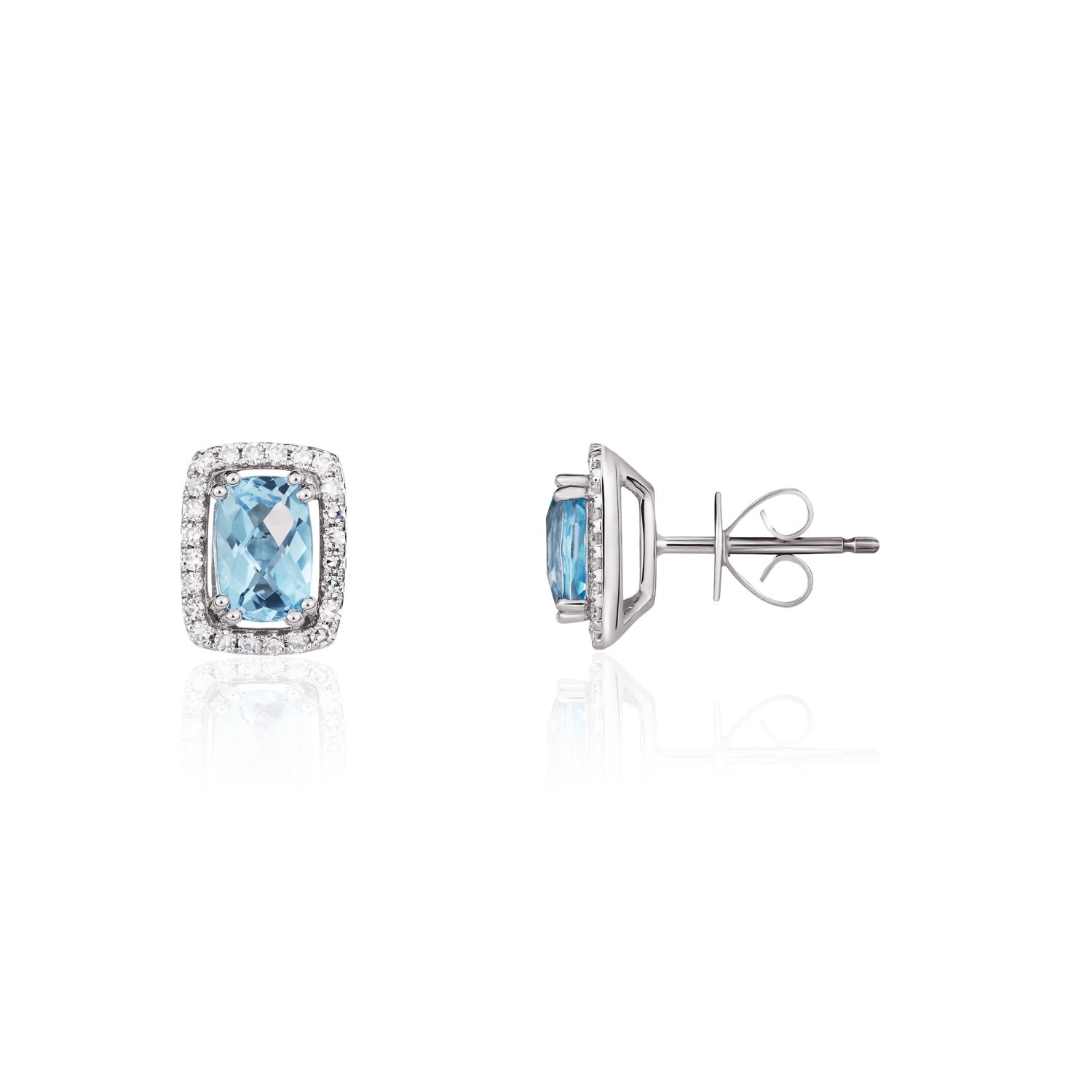 9ct White Gold Cush Sb Top & Diamond Cluster