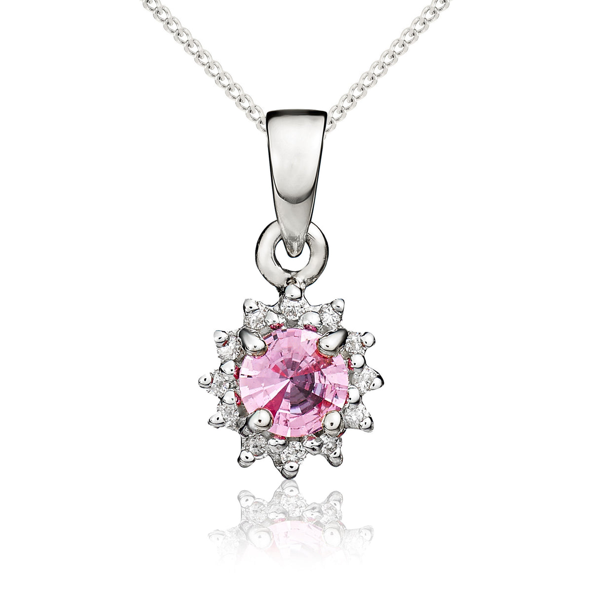 9ct White Gold Rd Pk Sa & Diamond Cluster Pdt Stones Unavailable So Cannot Order