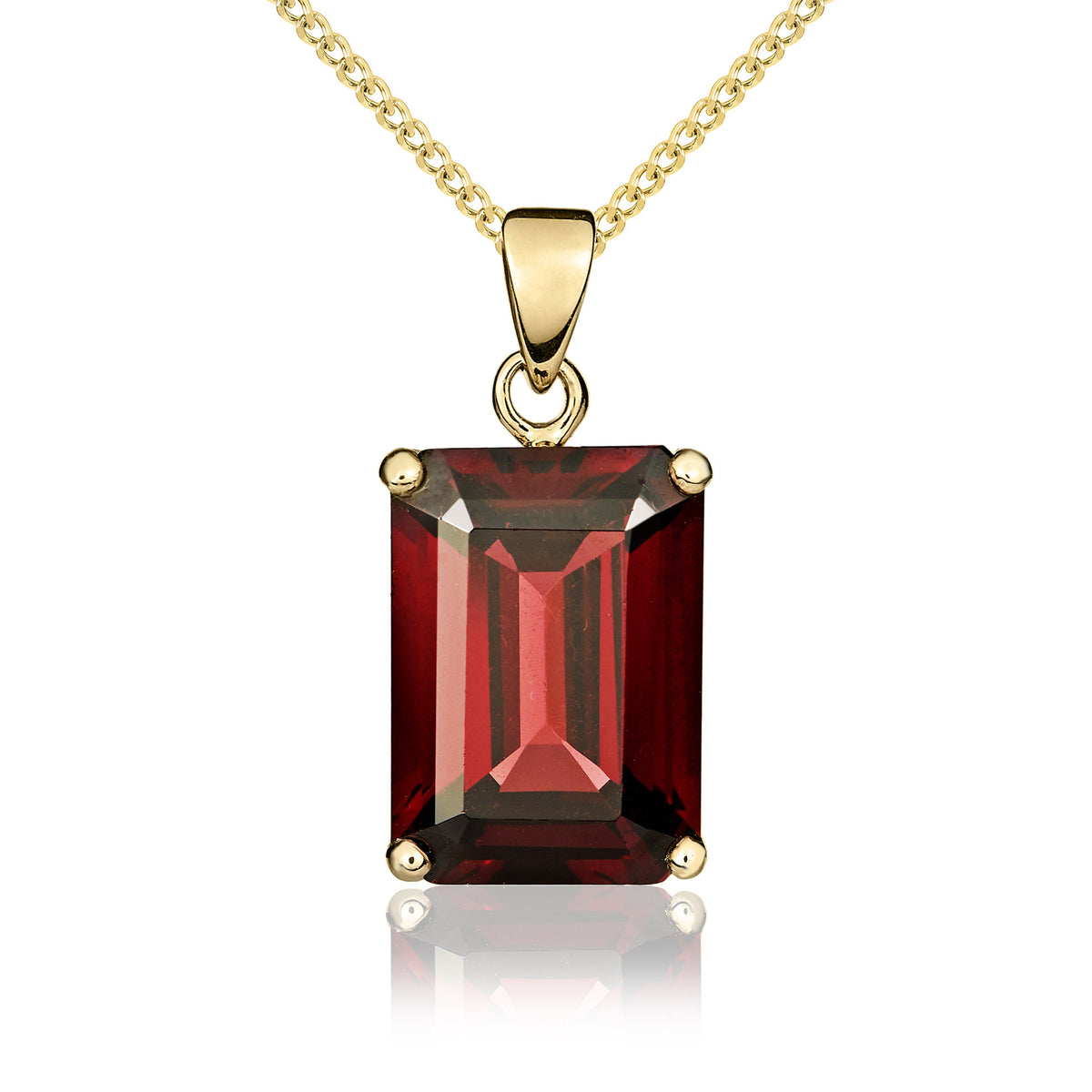 9ct Yellow Gold 14x10mm Octagon Garnet Claw Set Pendant
