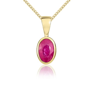 9ct yellow gold 6x 4mm Oval Ruby Rubover Pendant