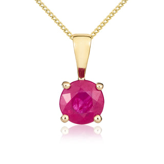 9ct yellow gold 5mm Round Ruby 4 Claw Single Stone pendant