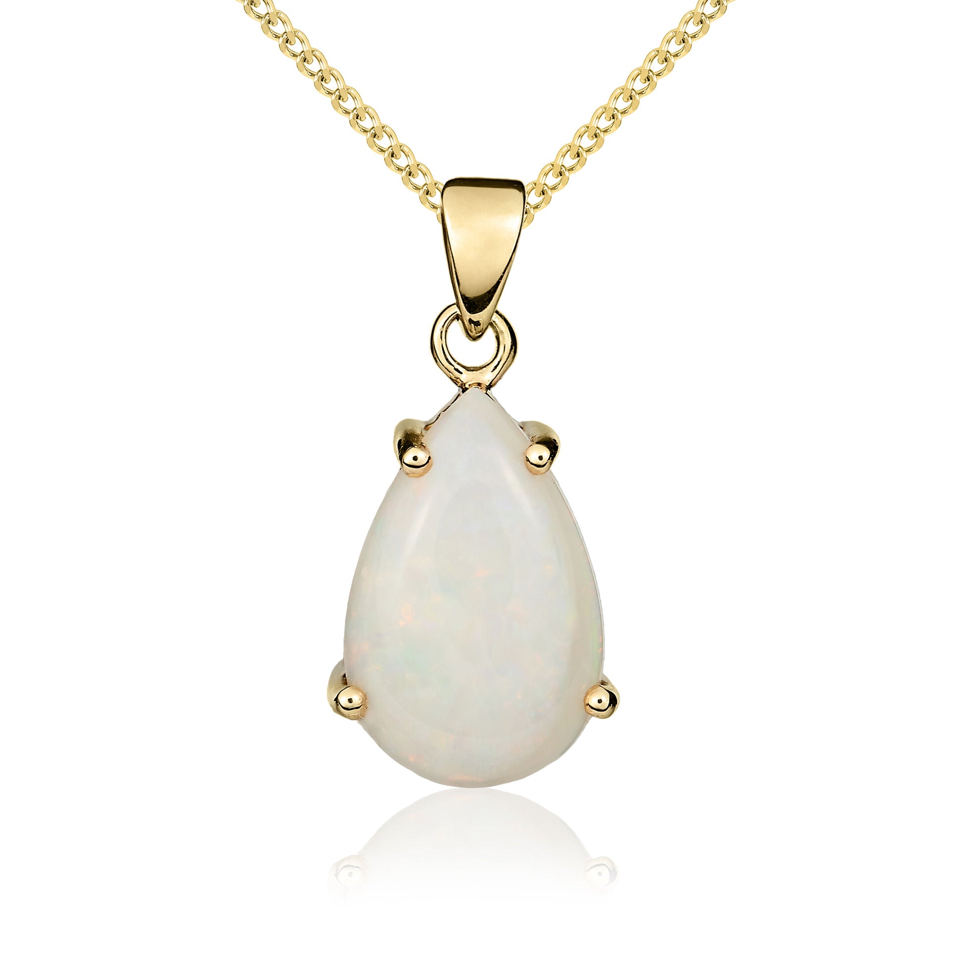9ct Yellow Gold 14x9 Pear Shape Opal Claw Set Pendant