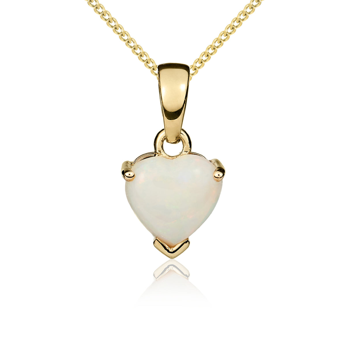 9ct Yellow Gold Heart Opal Claw Pendant