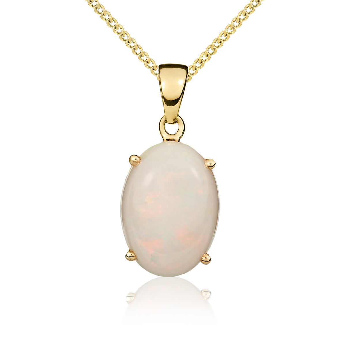 9ct Yellow Gold 14x10 Oval Opal Claw Set Pendant