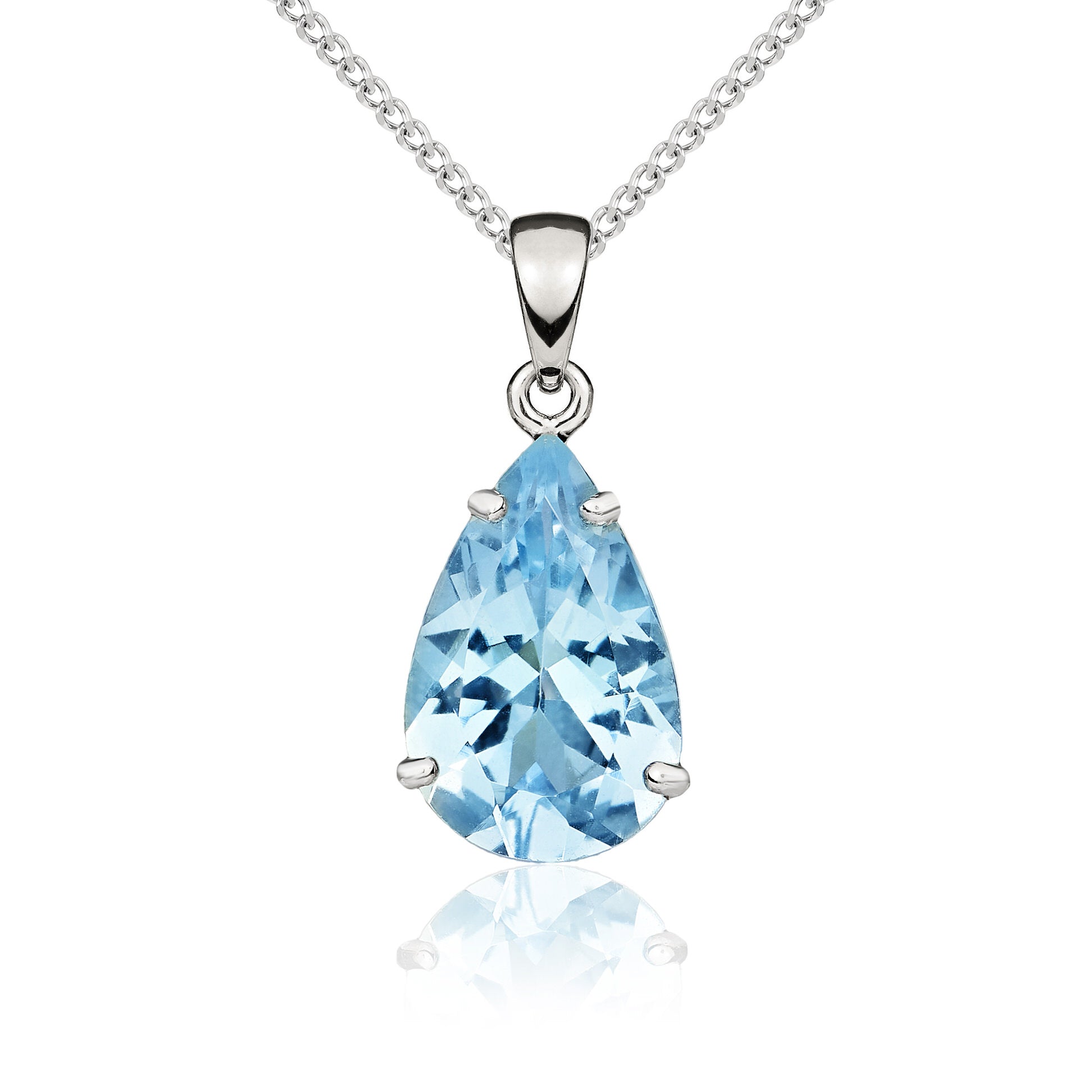 9ct Yellow Gold 14x9 Pear Shape Aquamarine Claw Set Pendant