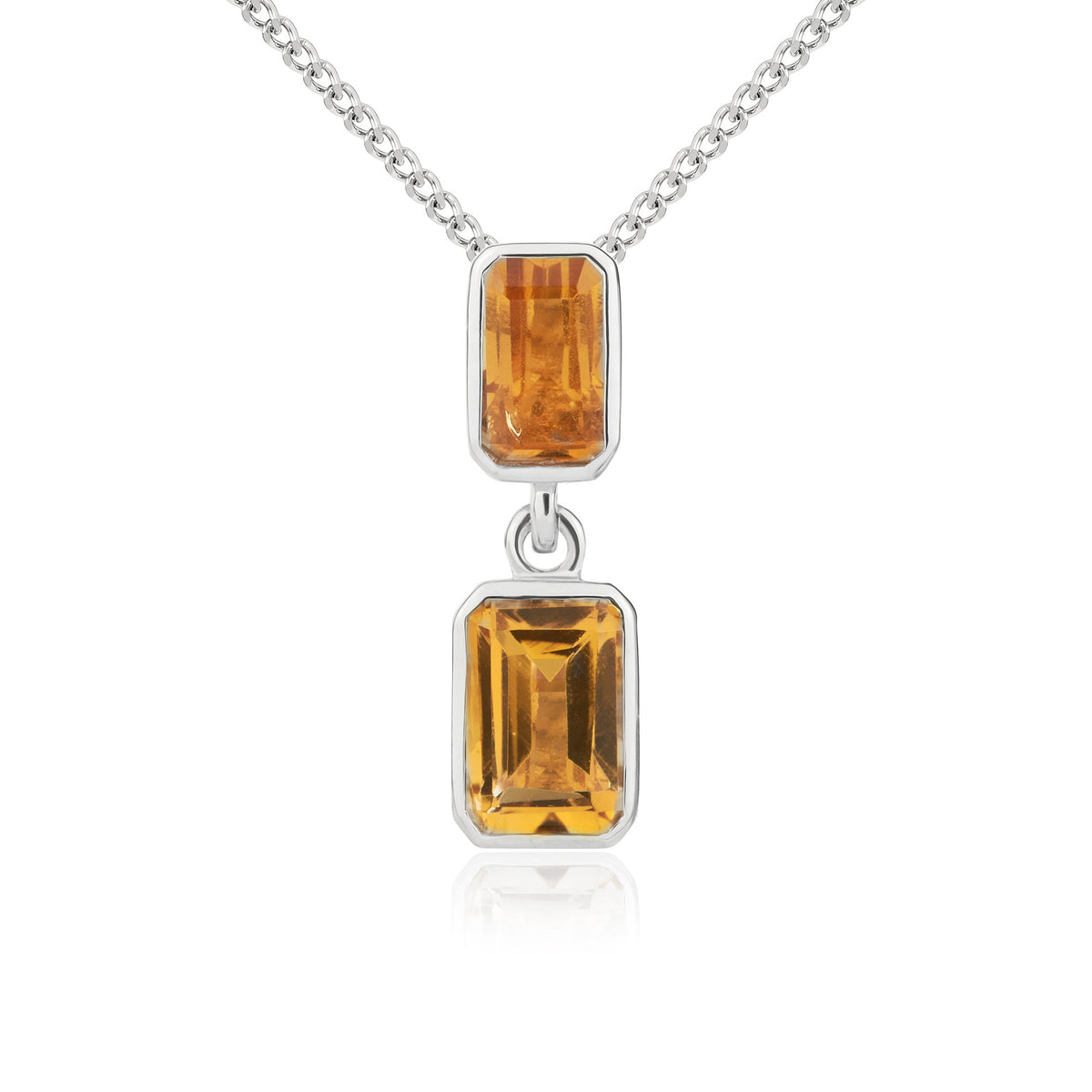 9ct White Gold Oct Cit 2 Stone Pendant