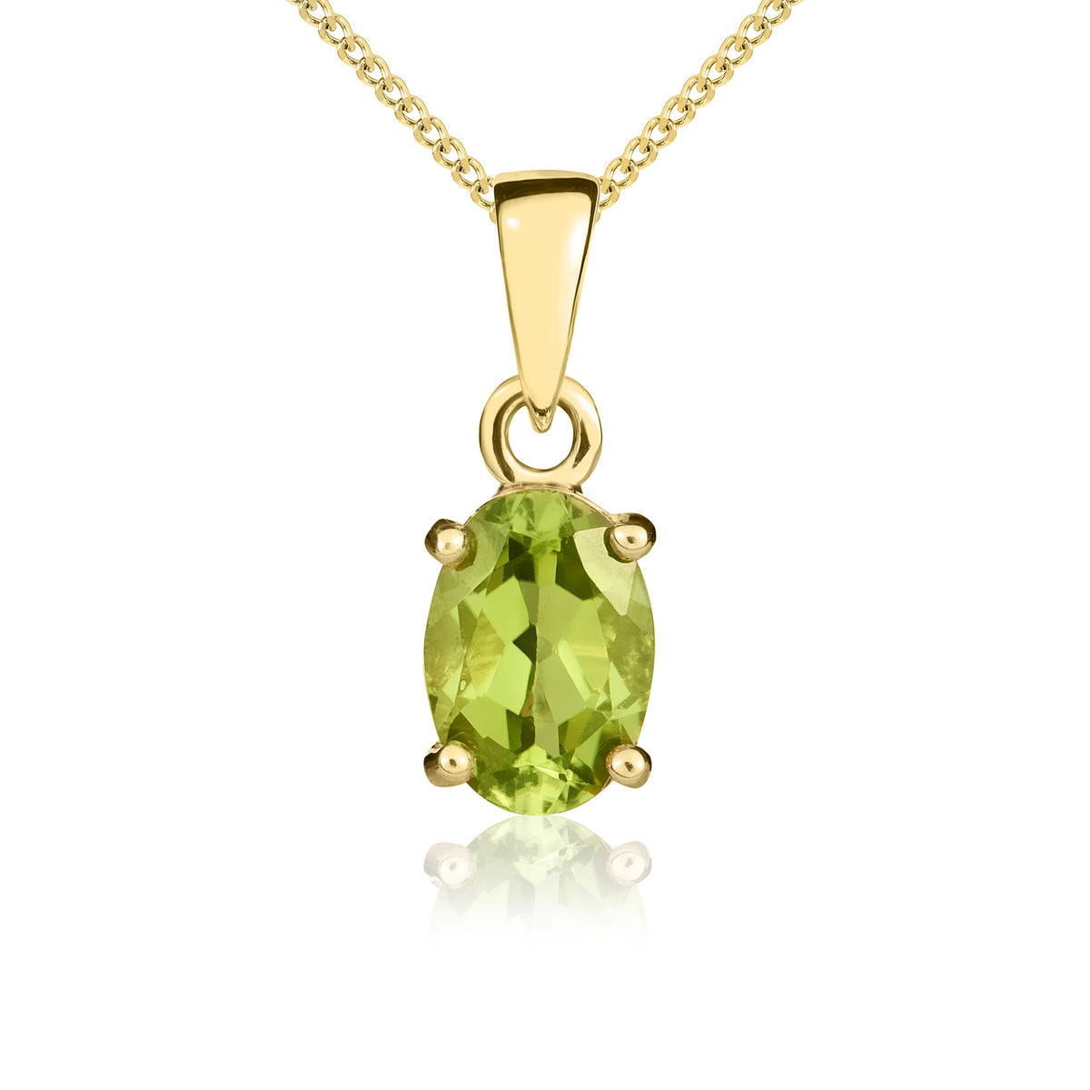9ct Yellow Gold 7x5 Oval Peridot Claw Pendant
