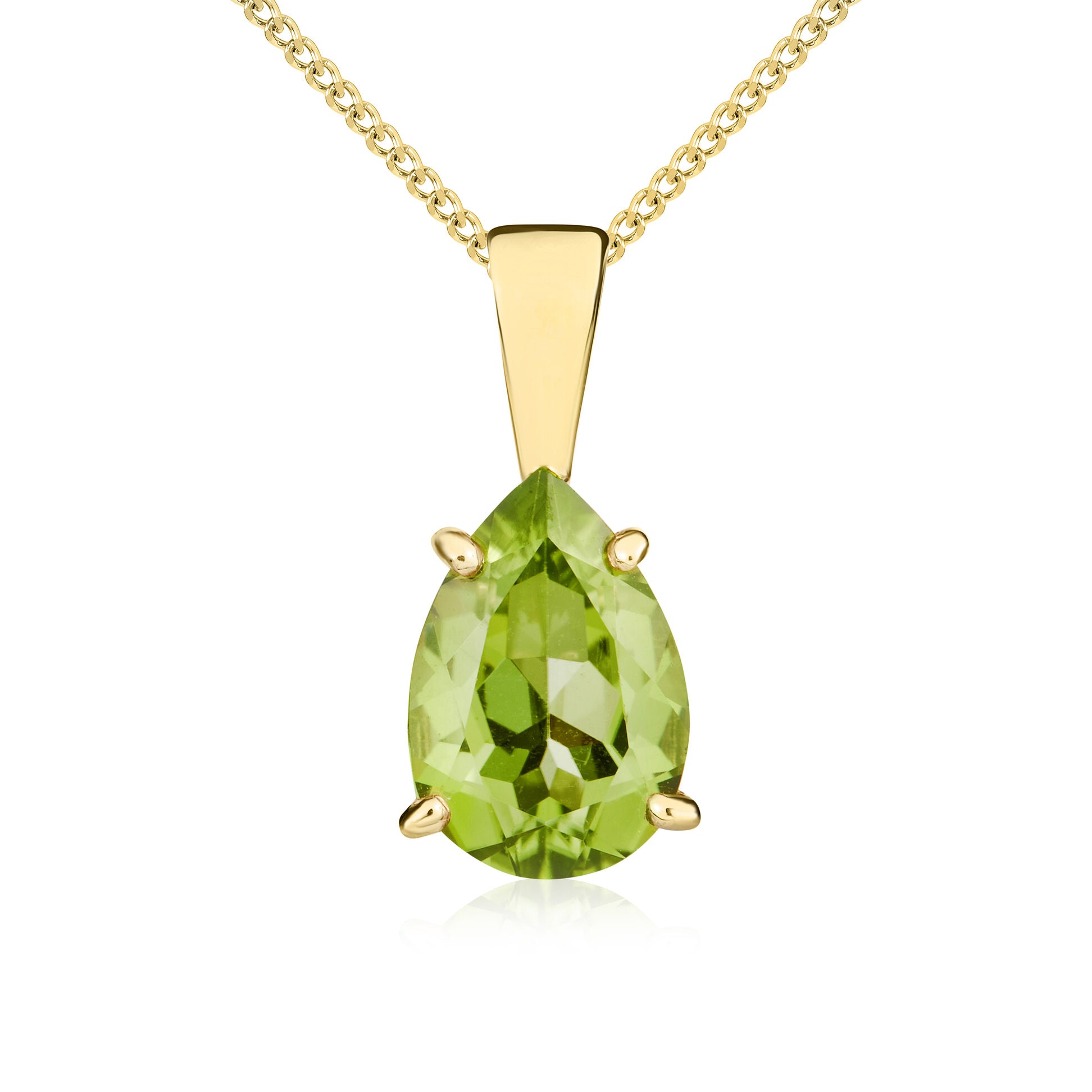 9ct Yellow Gold 10x7 Pear Shape Peridot Claw Set Pendant (Temporarily Discontinued)