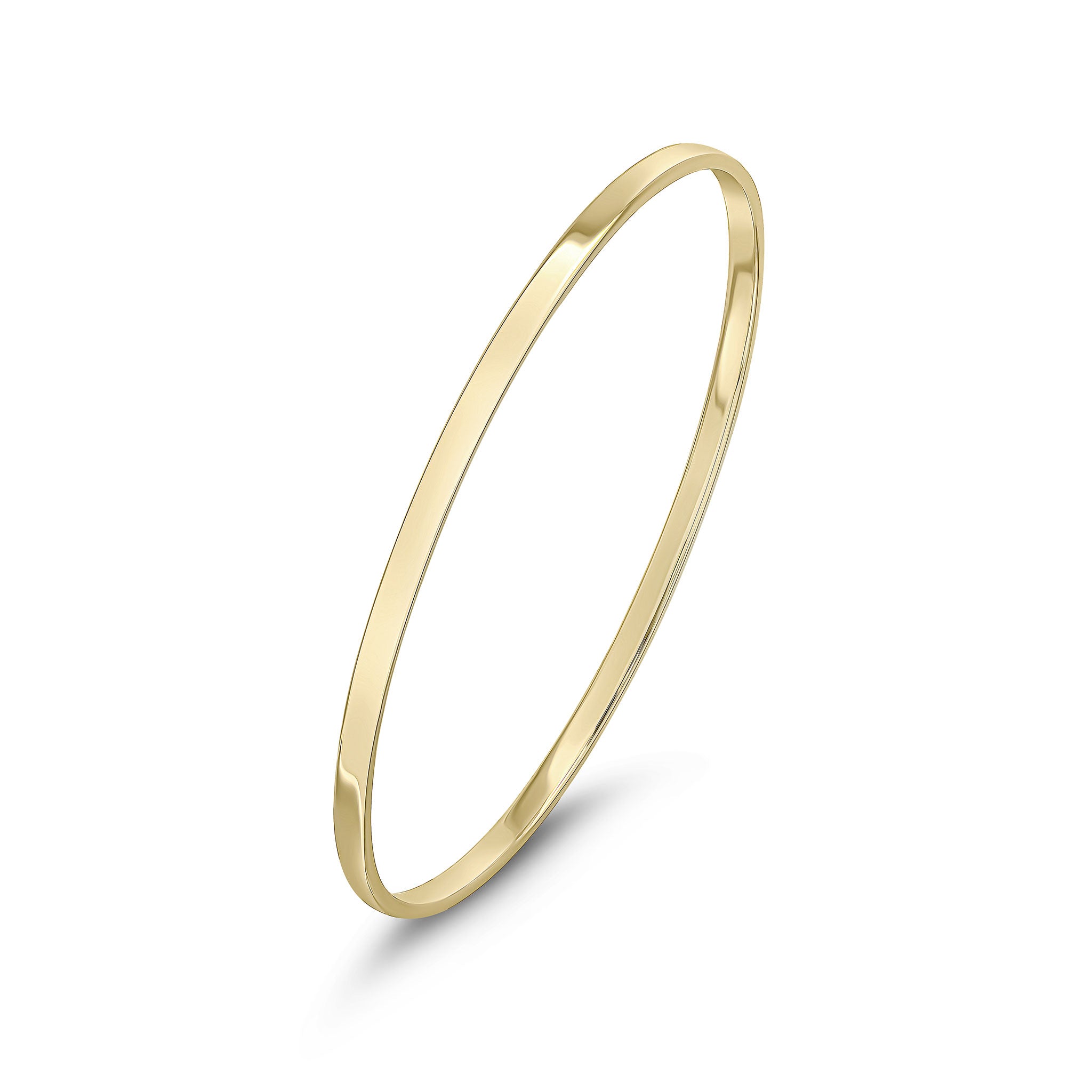 9ct Yellow Gold 3mm Flat Solid Slave Bangle 70x57mm