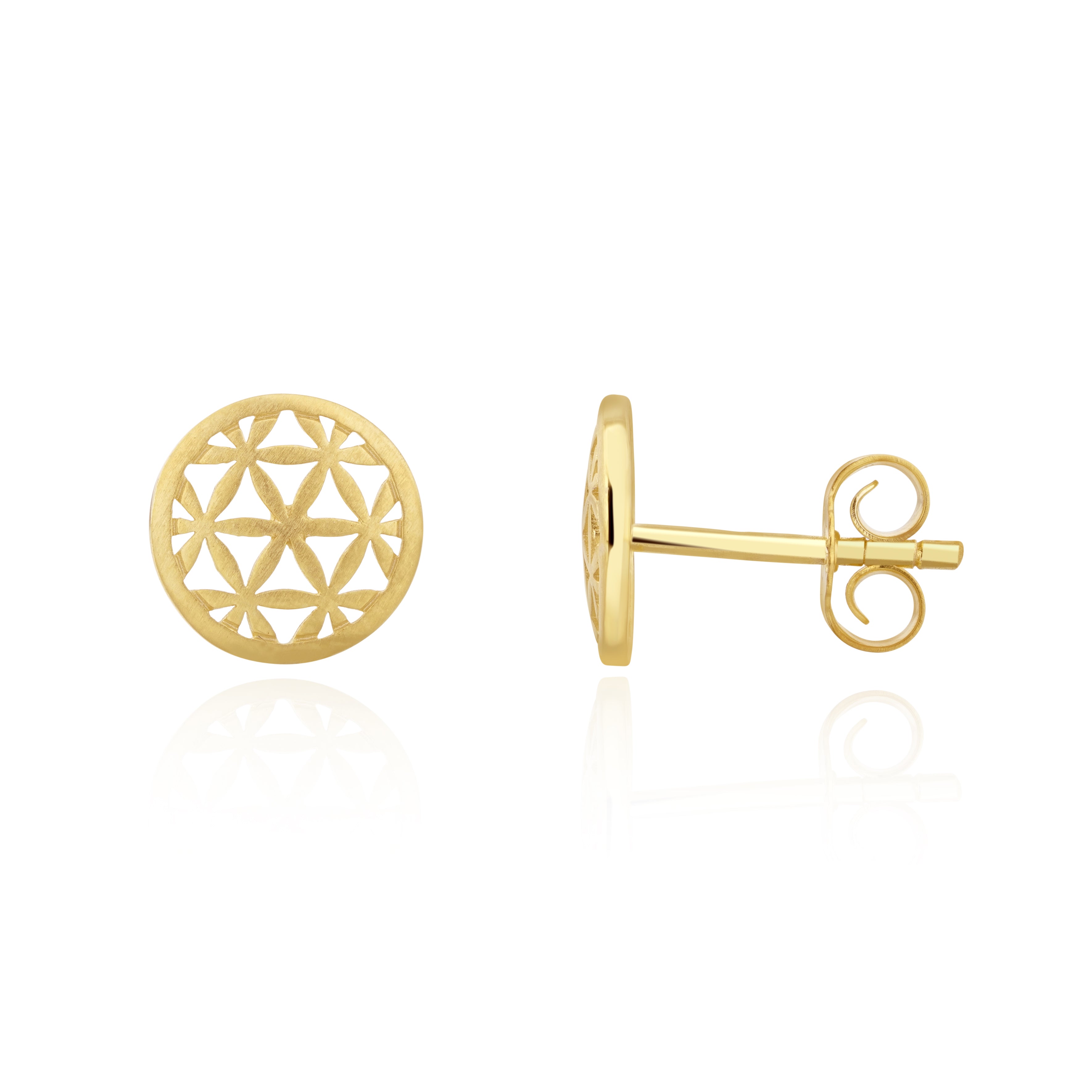 9ct Yellow Gold Round Lattice Stud Earrings
