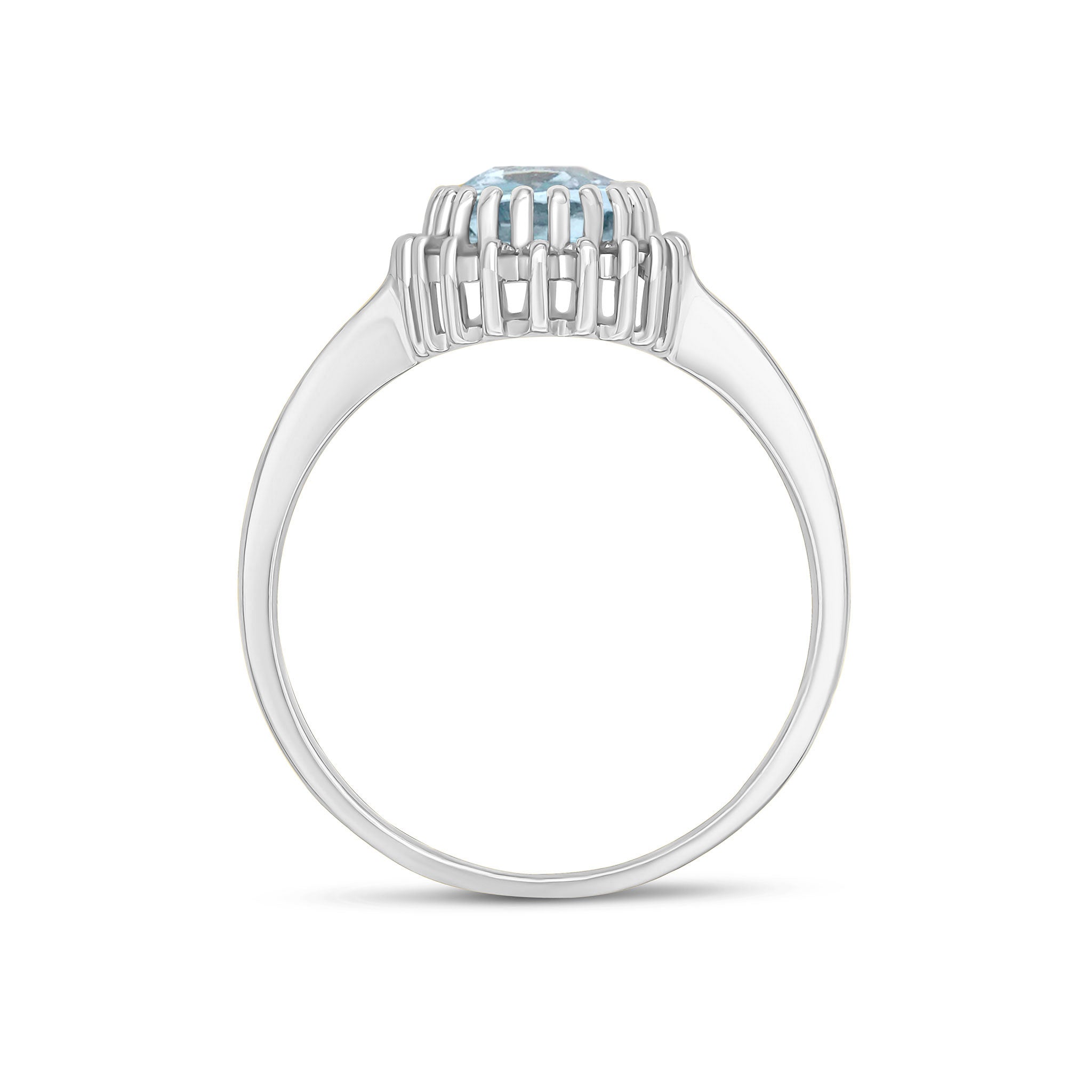 9CT WG 7X5MM PEARSHAPE AQUA & DIAMOND CLAW SET CLUSTER RING 1