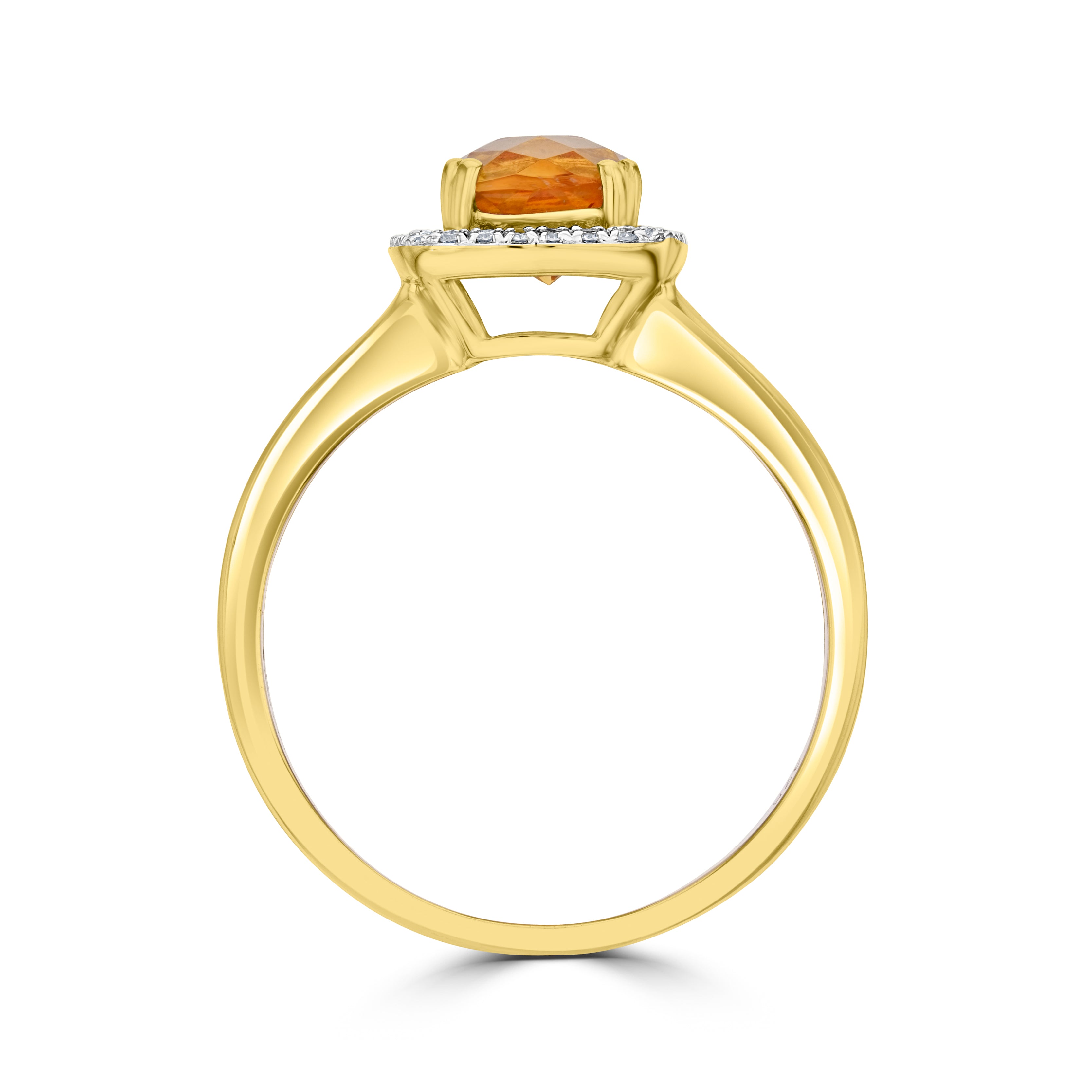 9CT YG 8X6 CUSHION CHECKERBOARD CUT CITRINE & DIAMOND HALO CLUSTER RING. RHODIUM TO DIAMONDS 1