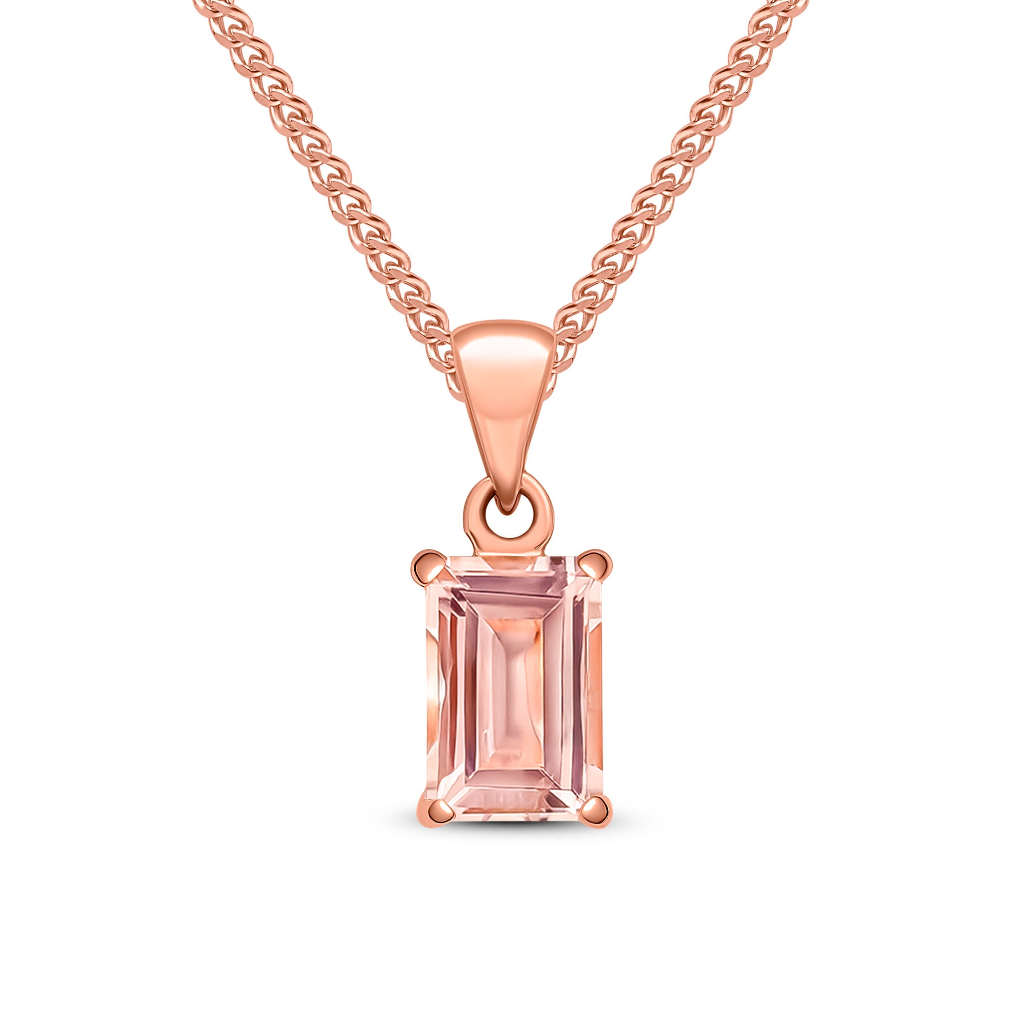 9ct Rose Gold 7x5mm Octagon Morganite Claw Set Pendant