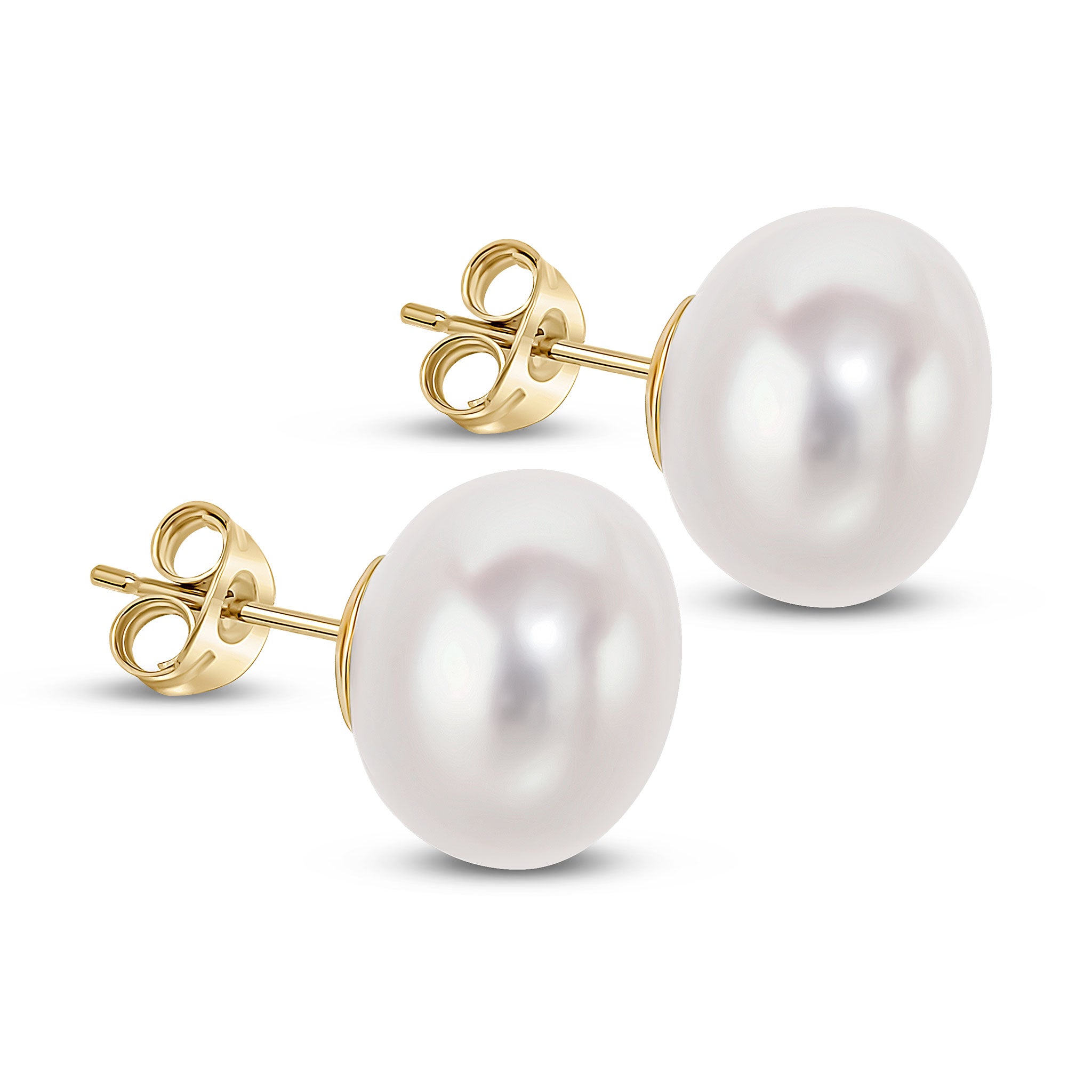 9ct yellow gold 11mm freshwater pearl Button Stud