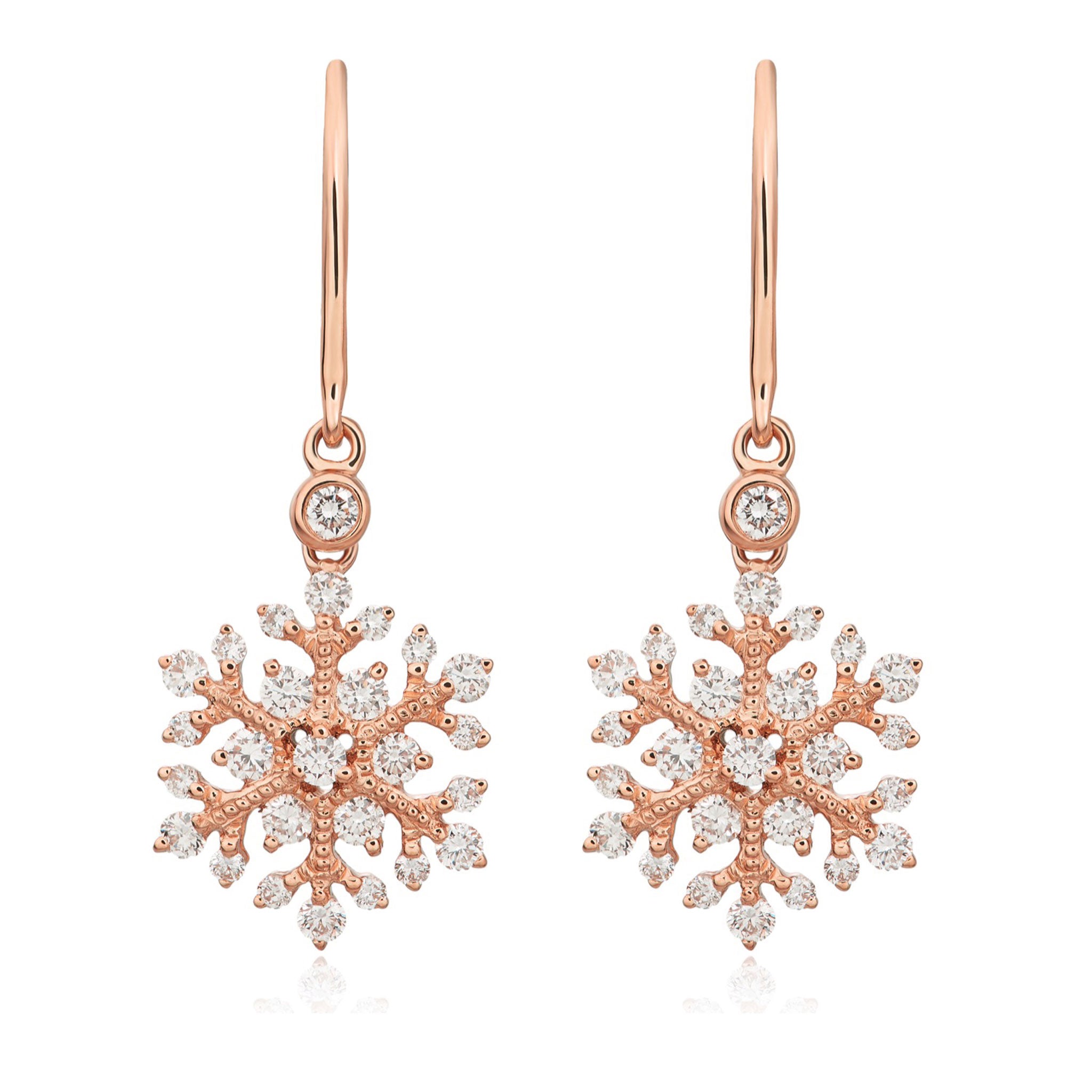 18rg Diamond Snowflake Drop Earrings