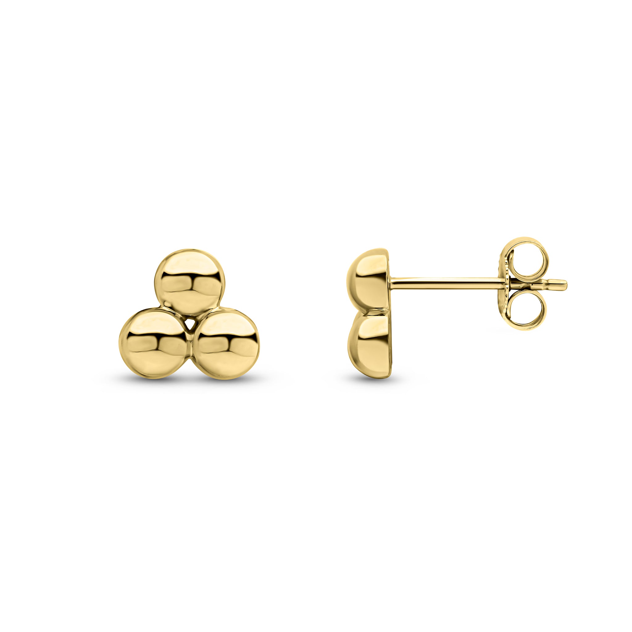 9ct Yellow Gold Polished Balls Trefoil Stud Earrings