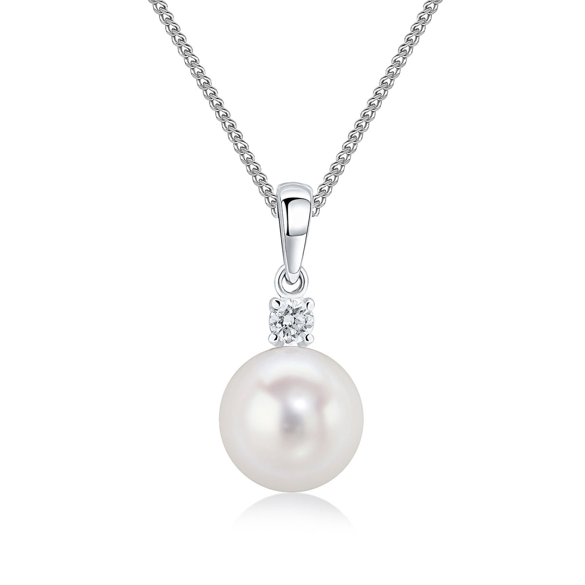 18wg Diamond & Fw Pearl 2 Stone Pendant