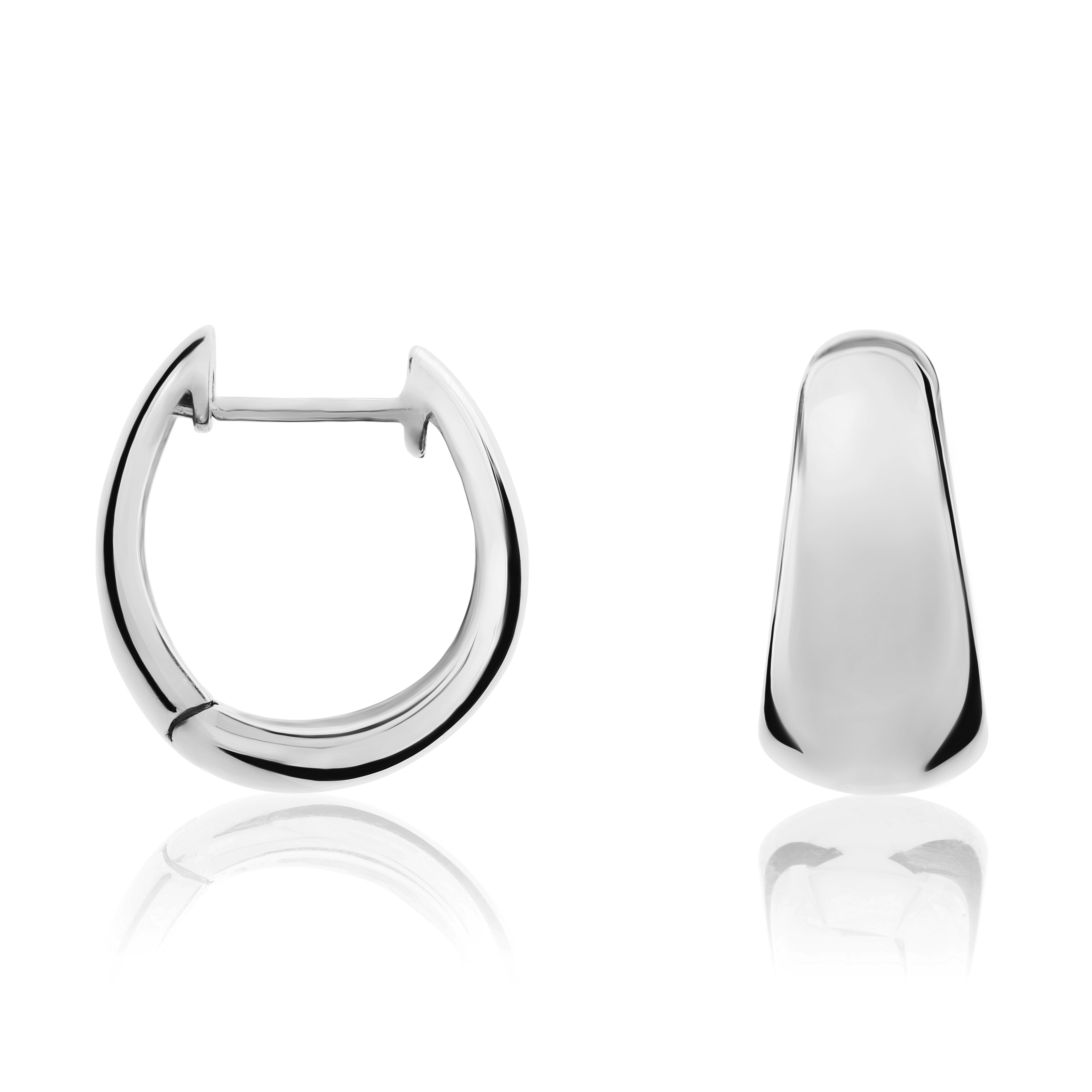 9ct white gold Polished Tapered Huggy Earrings