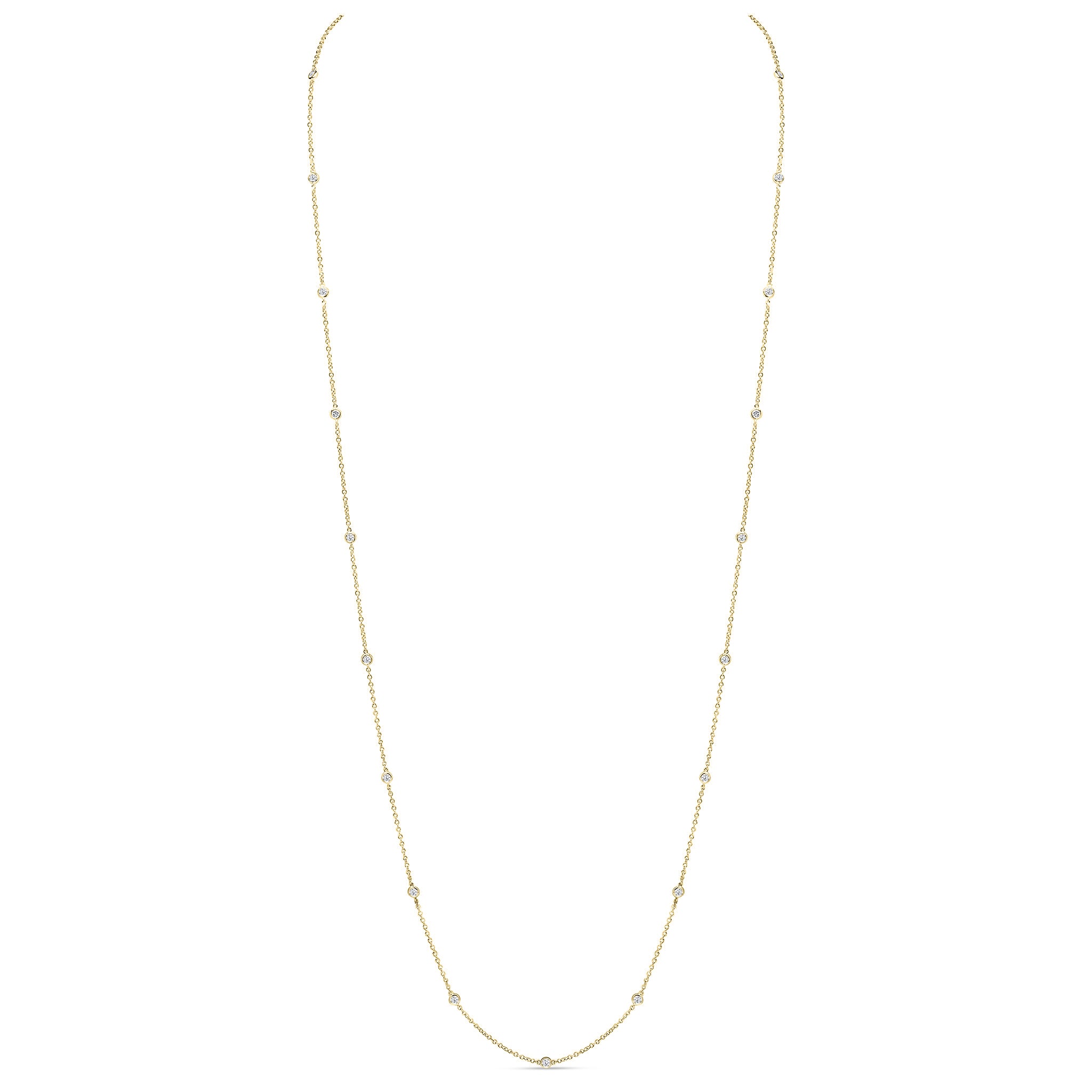 18ct Yellow Gold Round Diamond Spec Set Chain Necklace 36"