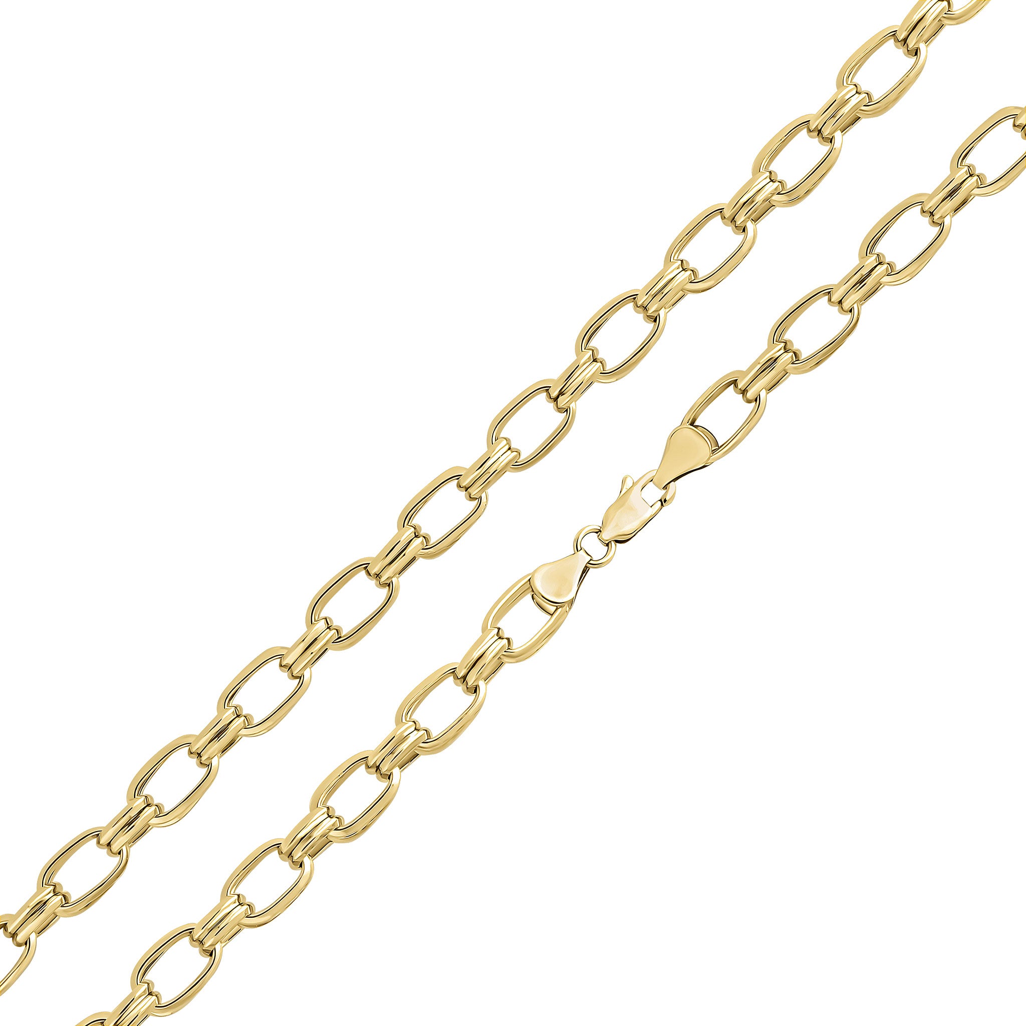 9ct Yellow Gold Handmade 7m Double Square Belcher 7.5