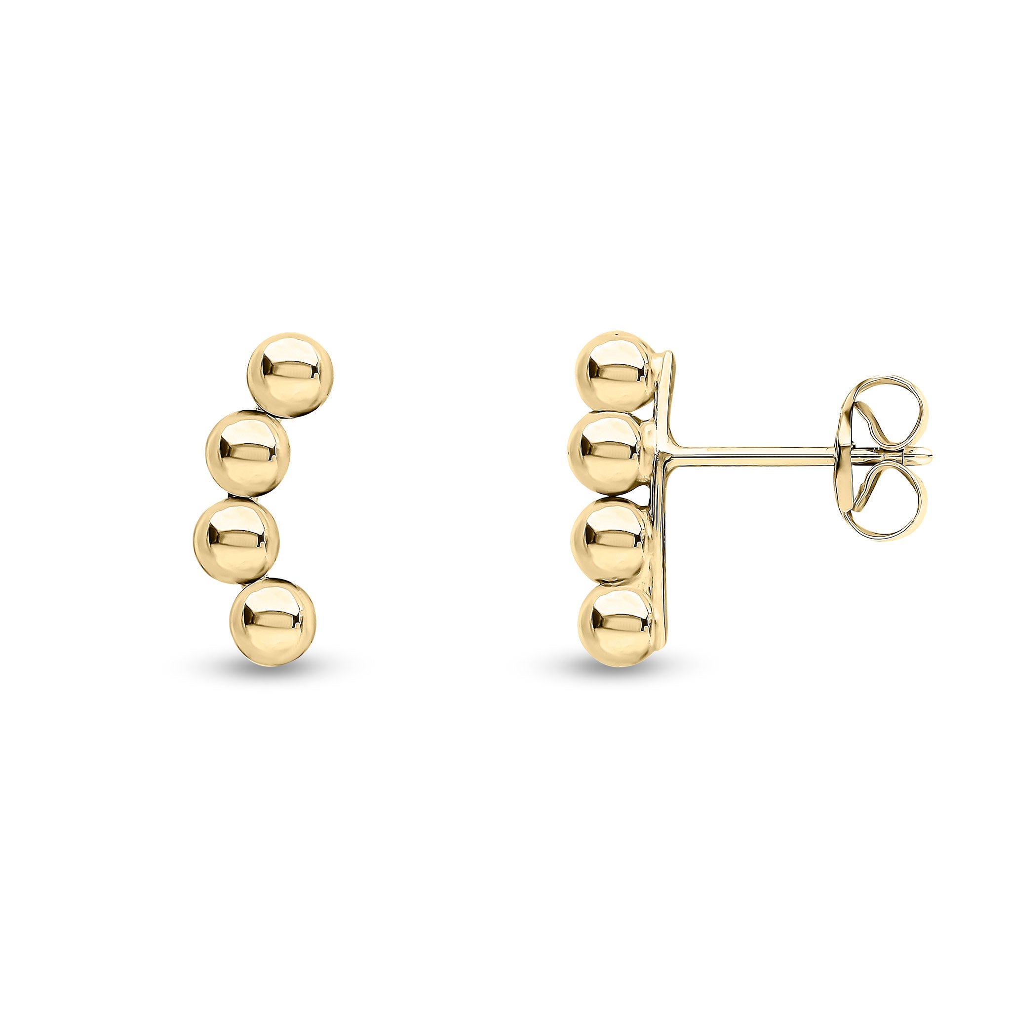 9ct yellow gold Curved 3mm Balls Earrings