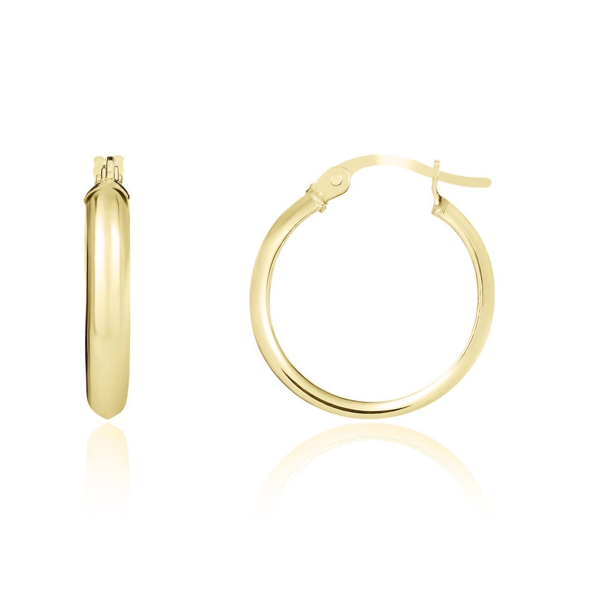 18ct Yellow Gold Round Pointed Edge Polished Hoop Earrings