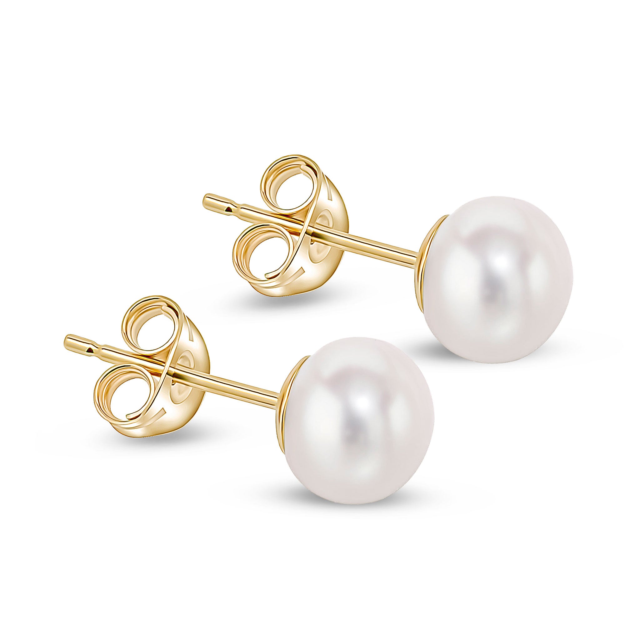 9ct Yellow Gold 6mm Fw Pearl Studs