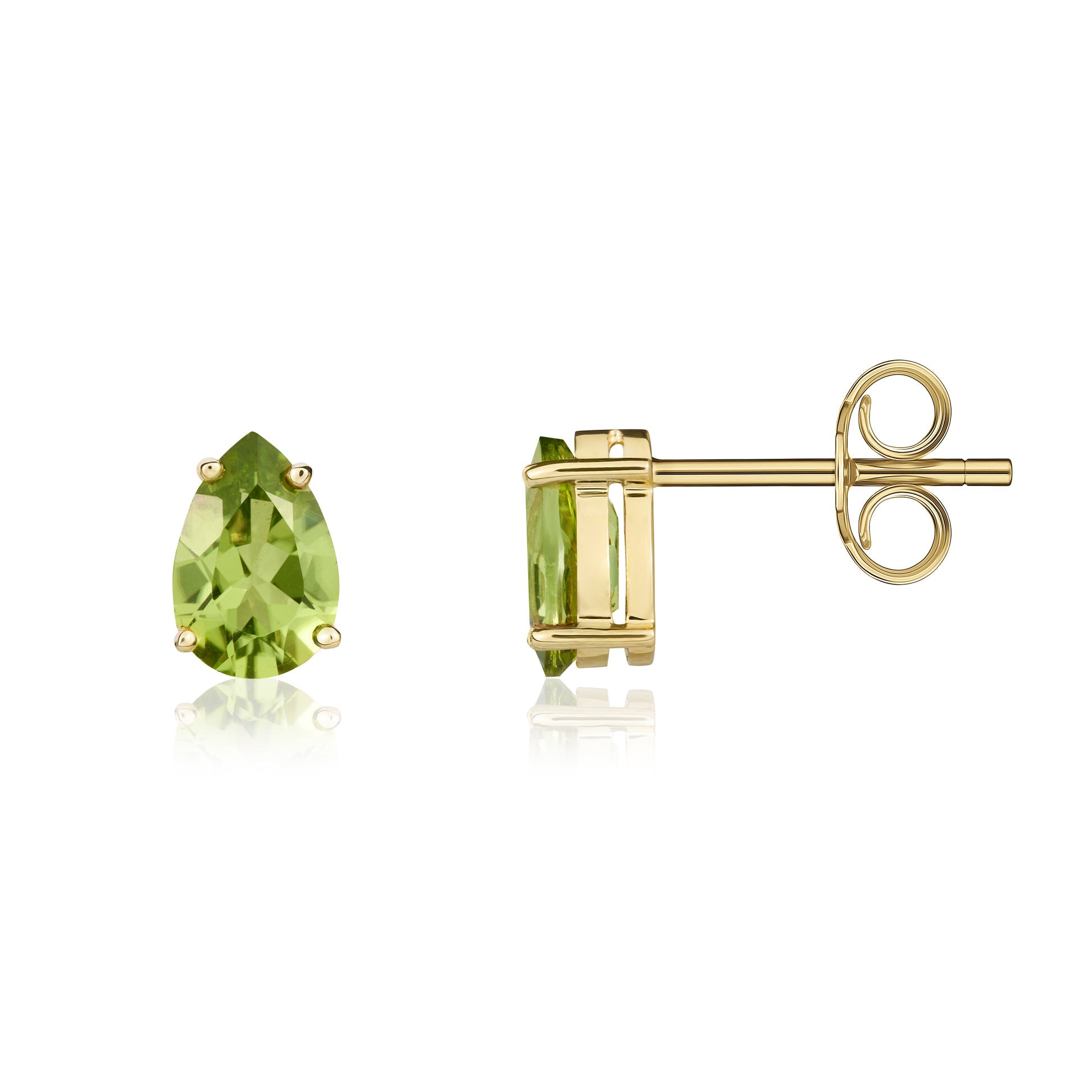 9ct Yellow Gold 9x6 Pear Shape Peridot 4 Claw Earrings (Temporarily Discontinued)
