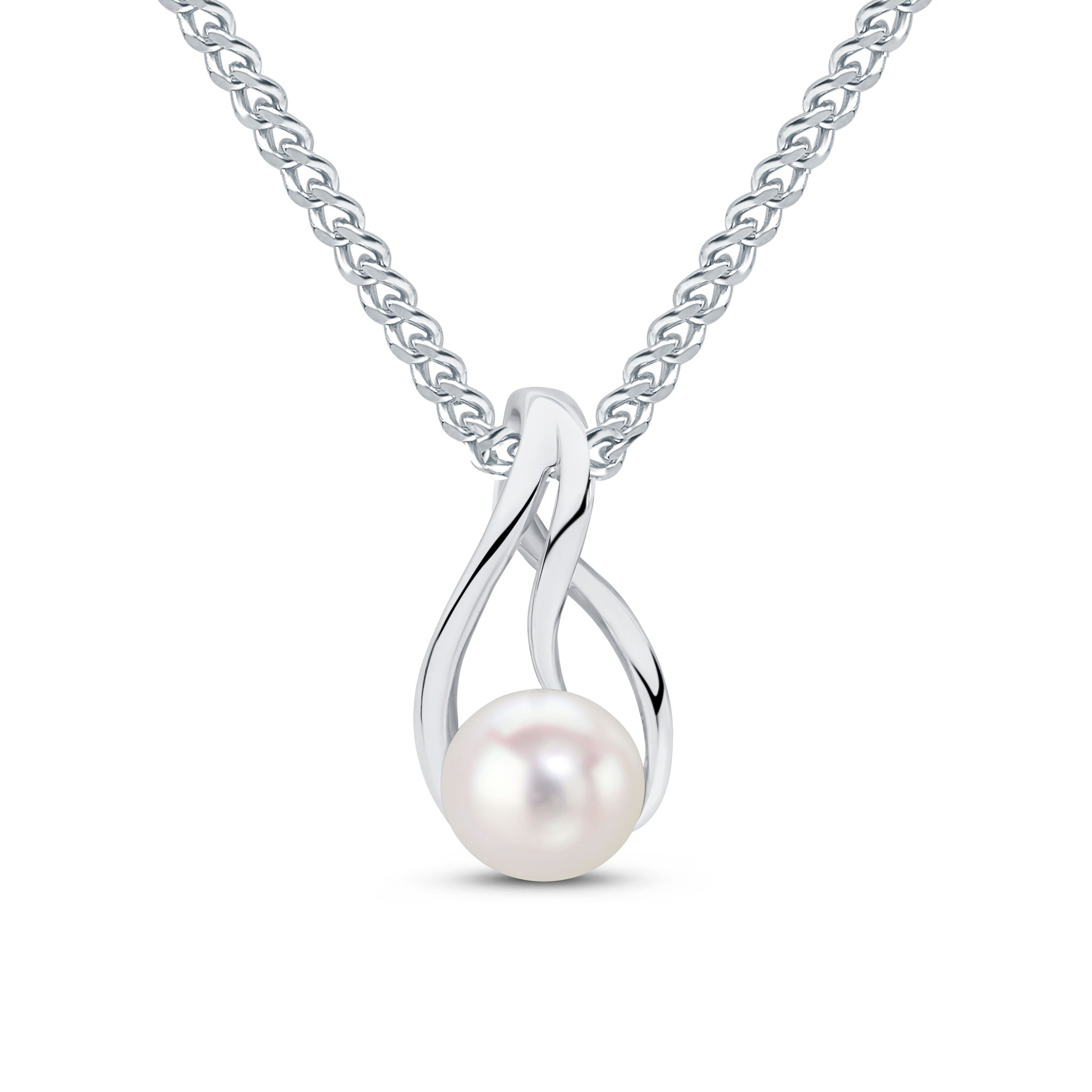 9ct white gold Grey cultured freshwater 6mm pearl tear drop pendant