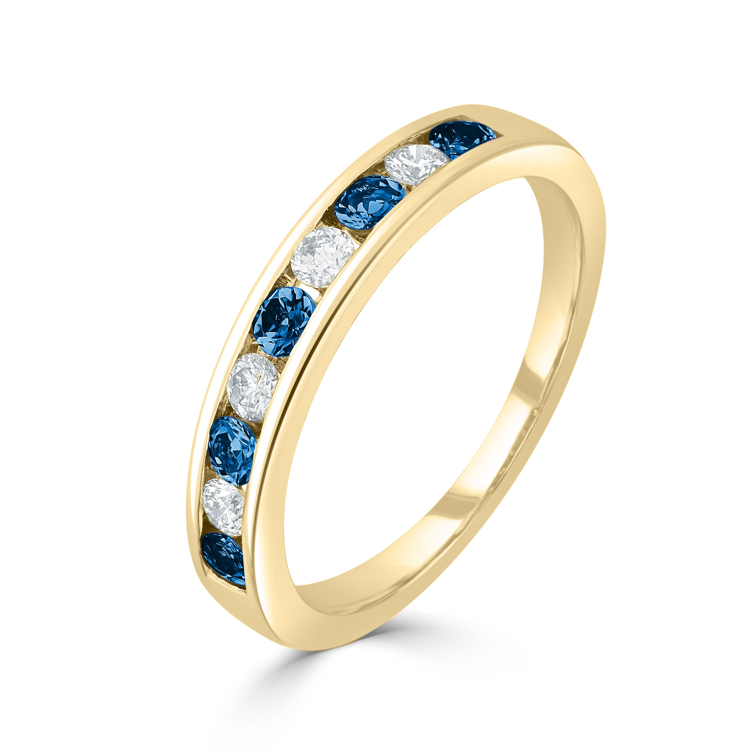 9ct Yellow Gold Rd Lb Topaz & Diamond 9 Stone
