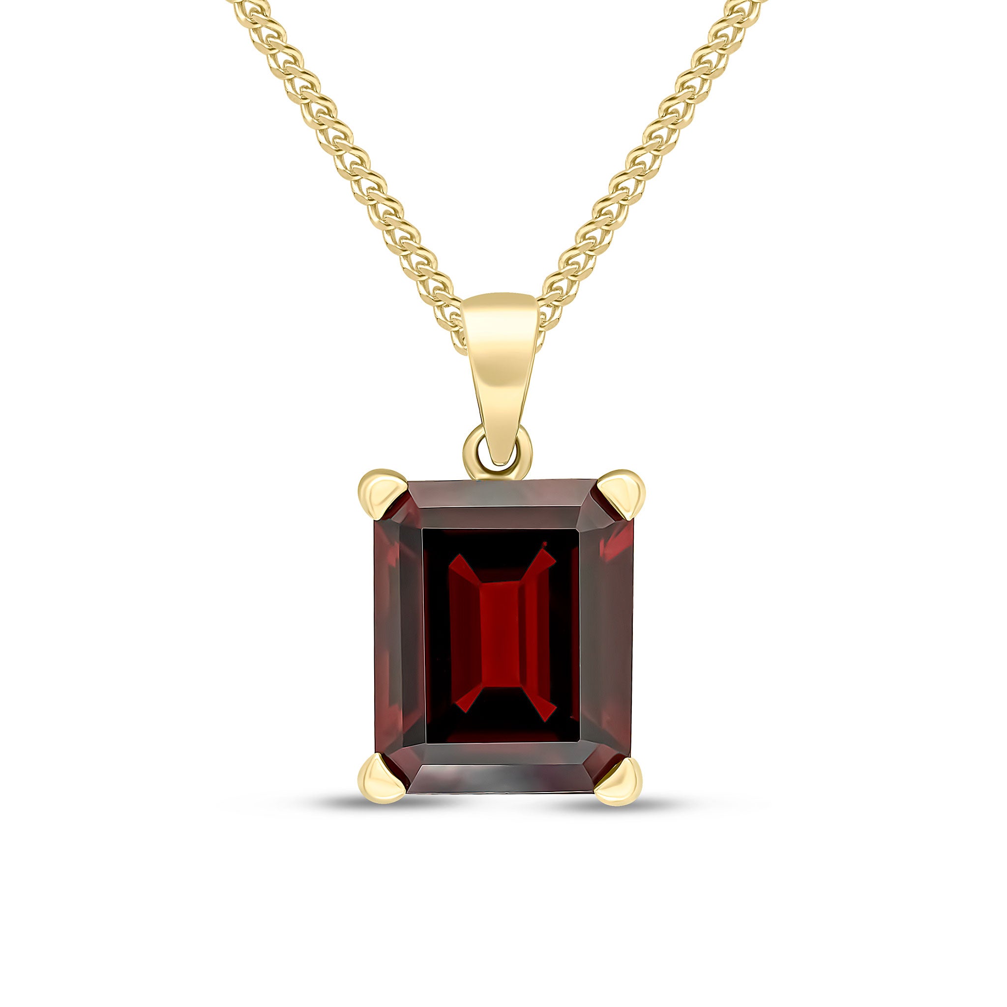 9ct Yellow Gold 12x10 Octagon Garnet Claw Set Pendant