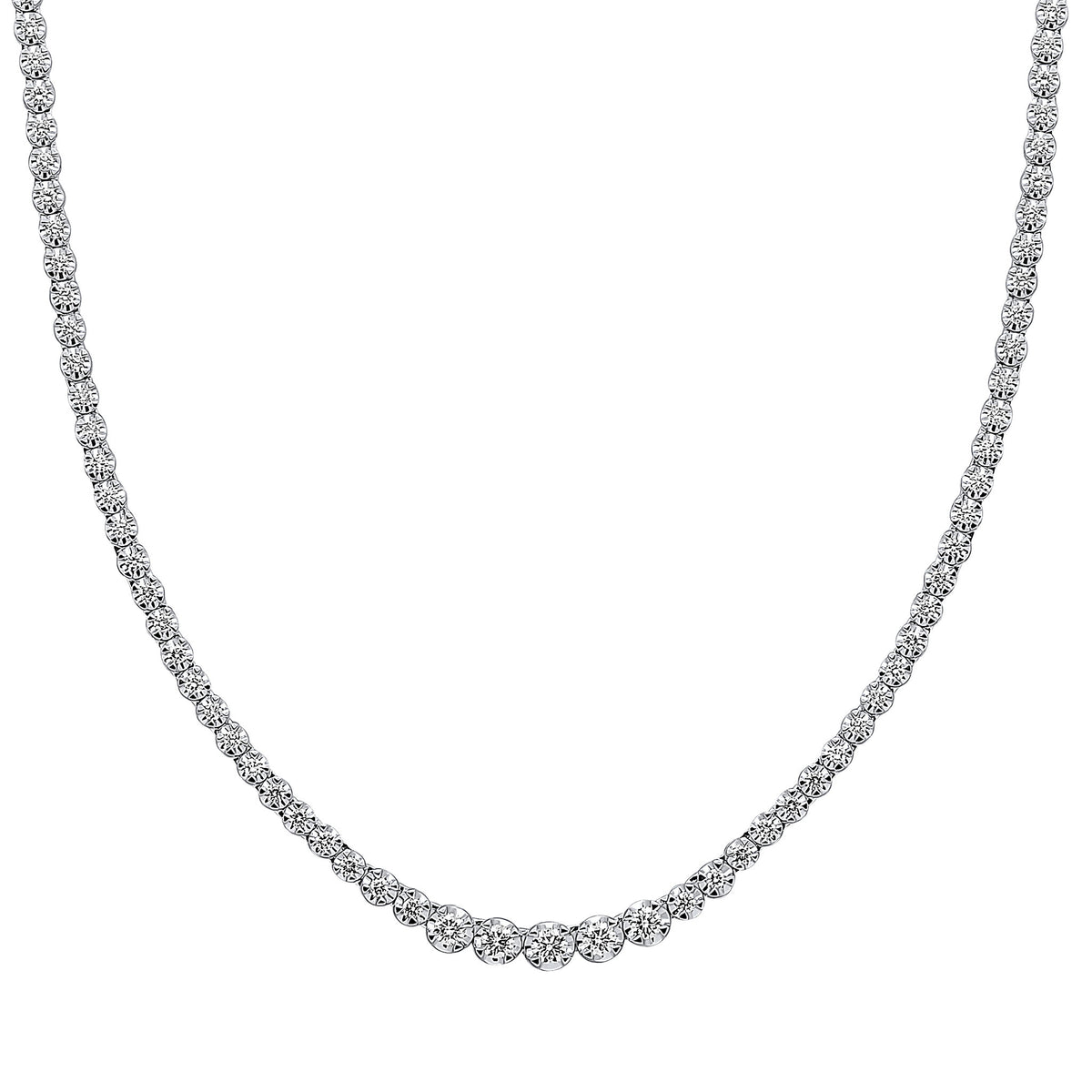 18ct White Gold Brilliant Cut Diamond Claw Line Necklace 3.03ct