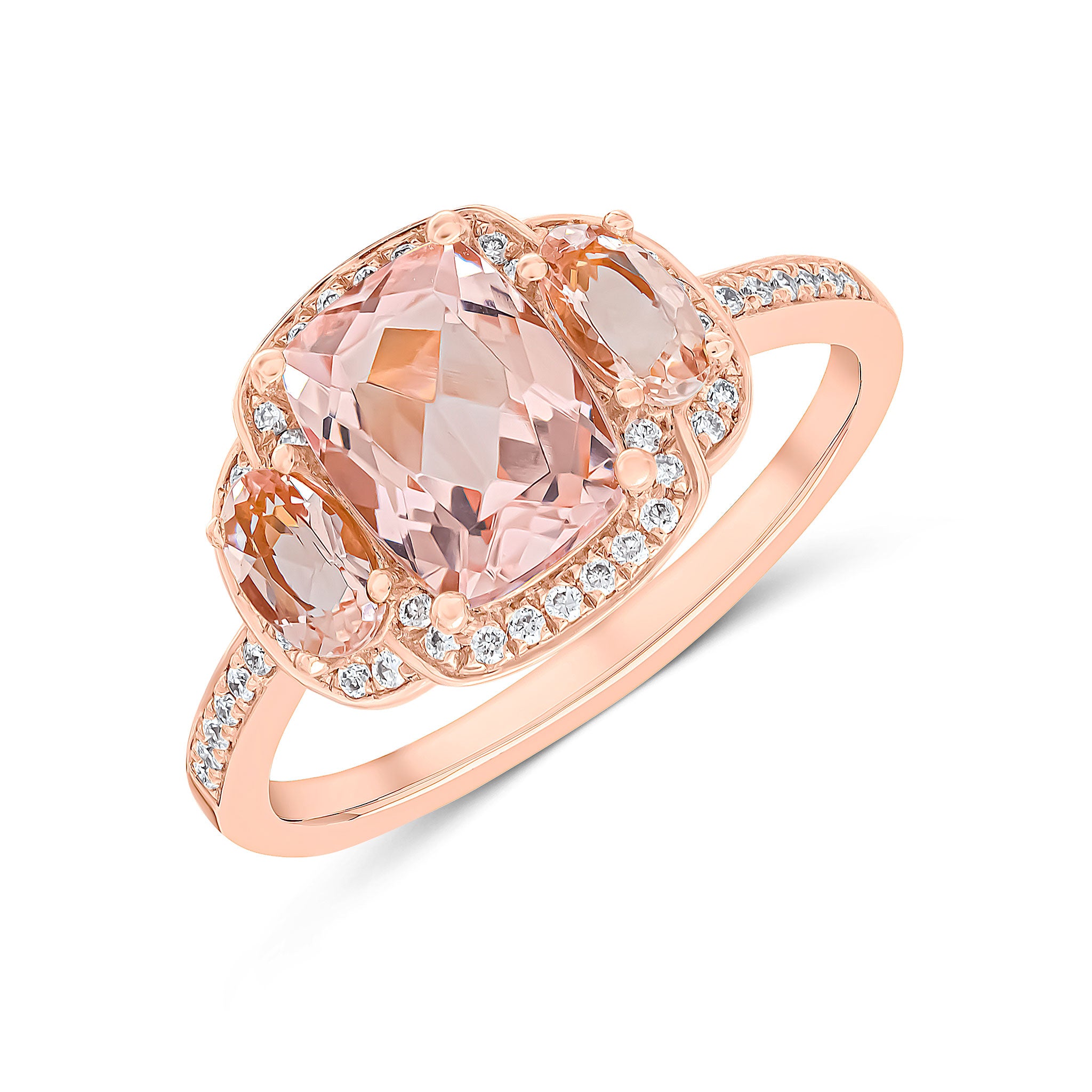 18rg Morganite & Diamond Fancy Cluster