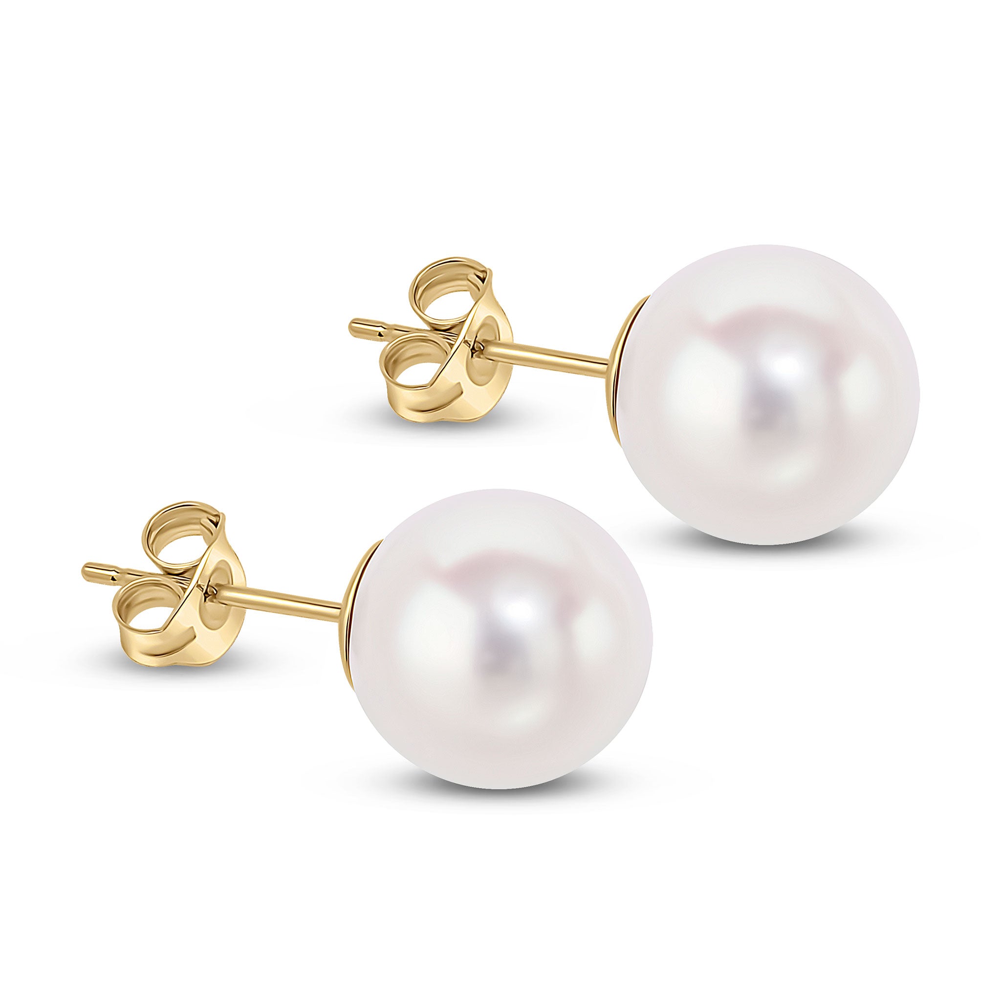 9ct yellow gold 9mm freshwater pearl Round Stud