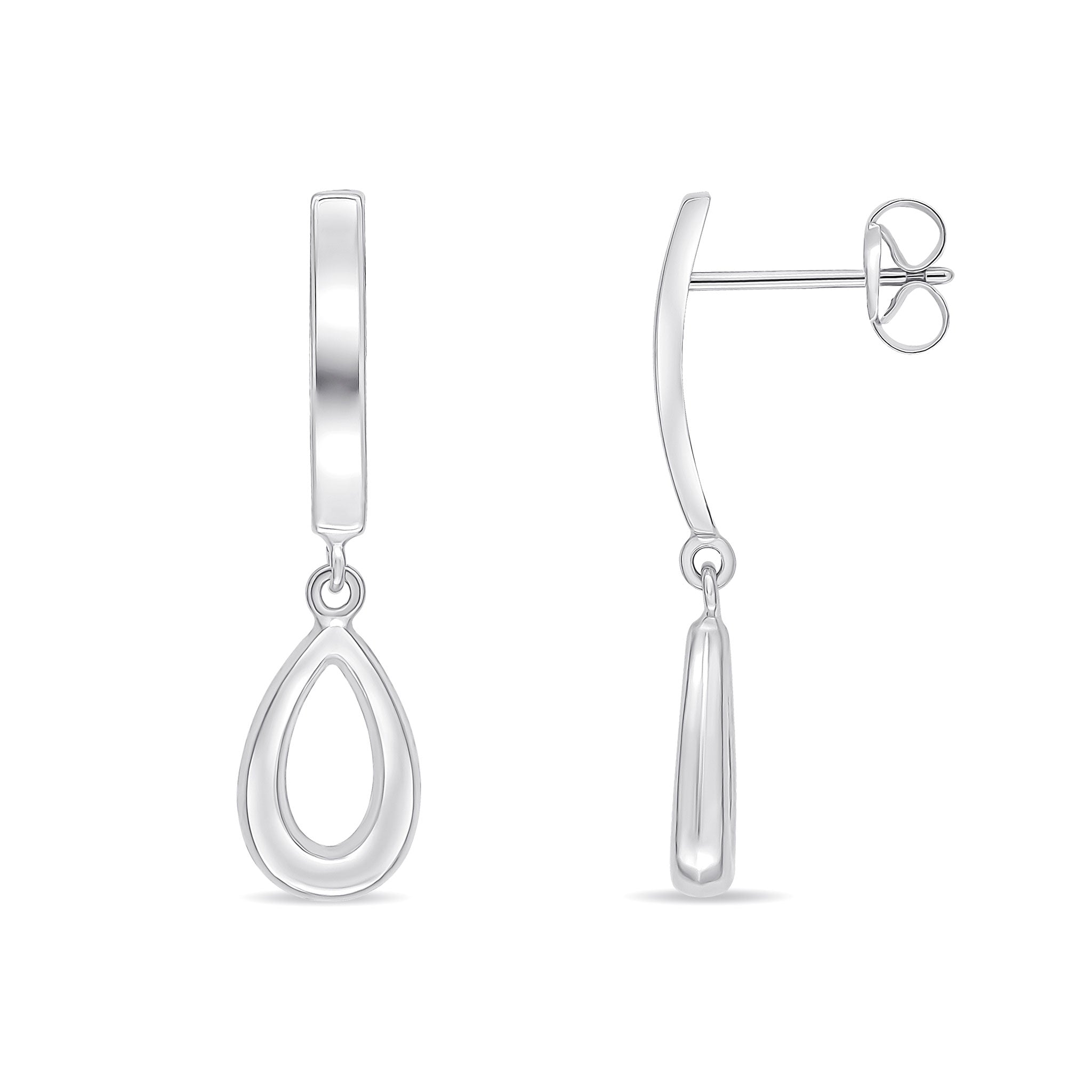 9ct White Gold Open Pear Shape Drops