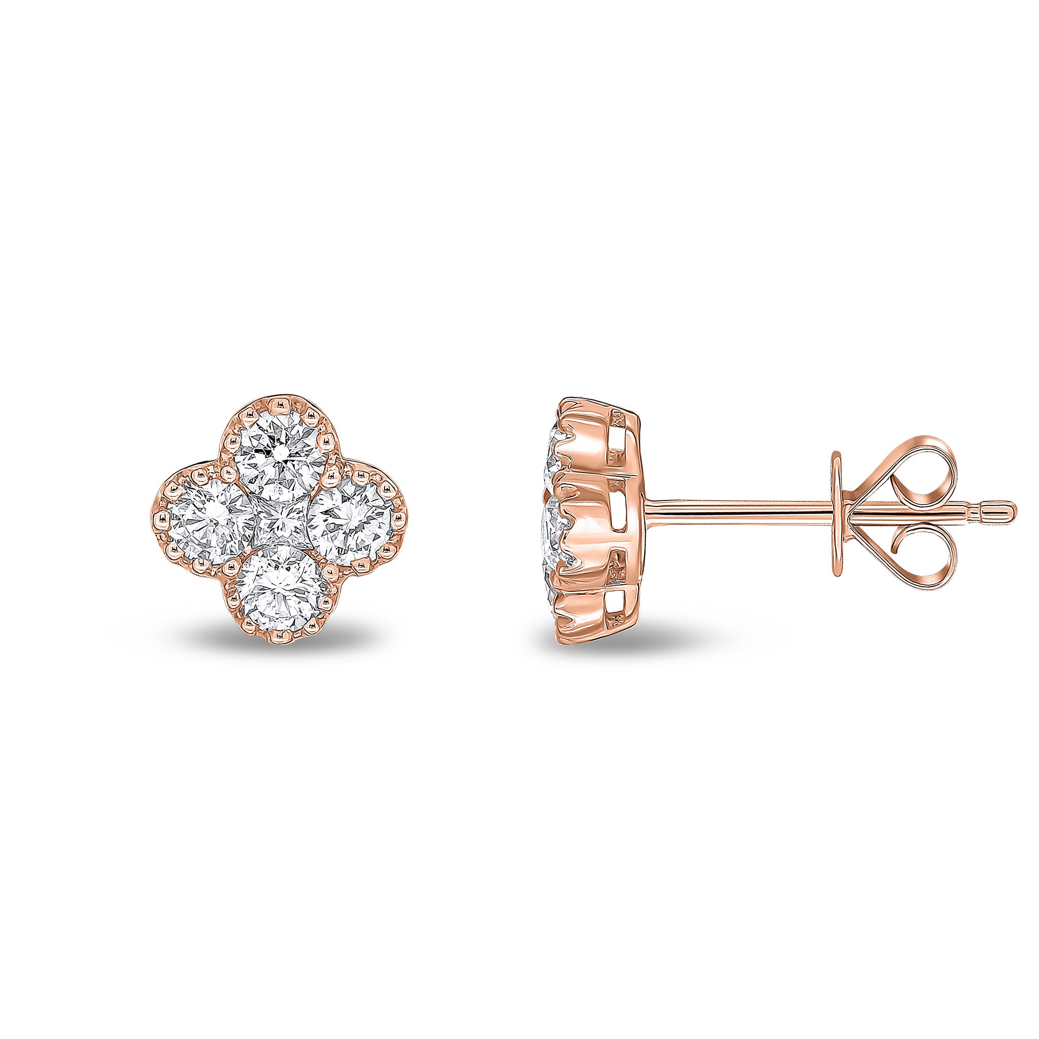 18rg Diamond Clover Earstuds