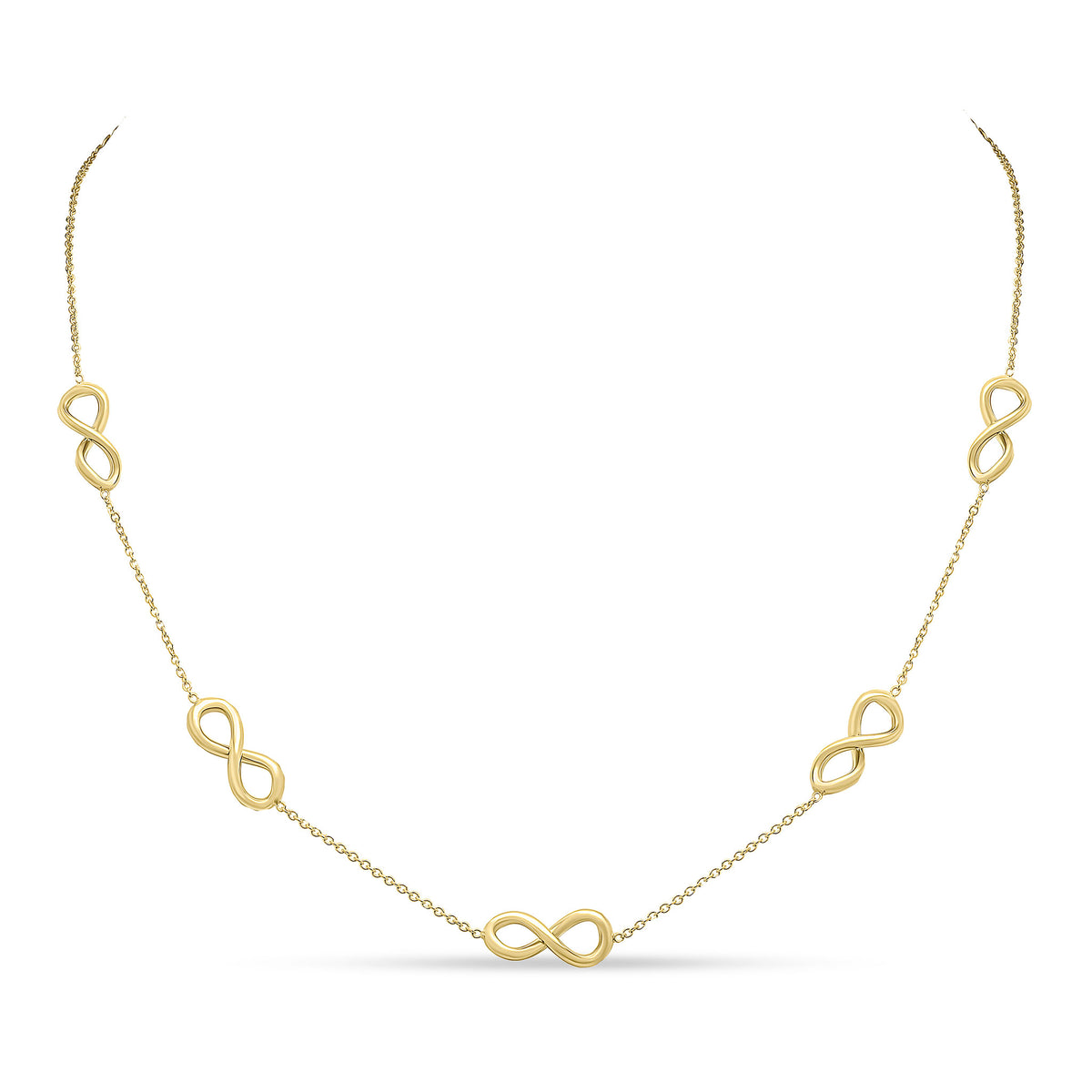9ct Yellow Gold Chain & Infinity Motif Necklace 18 Inch