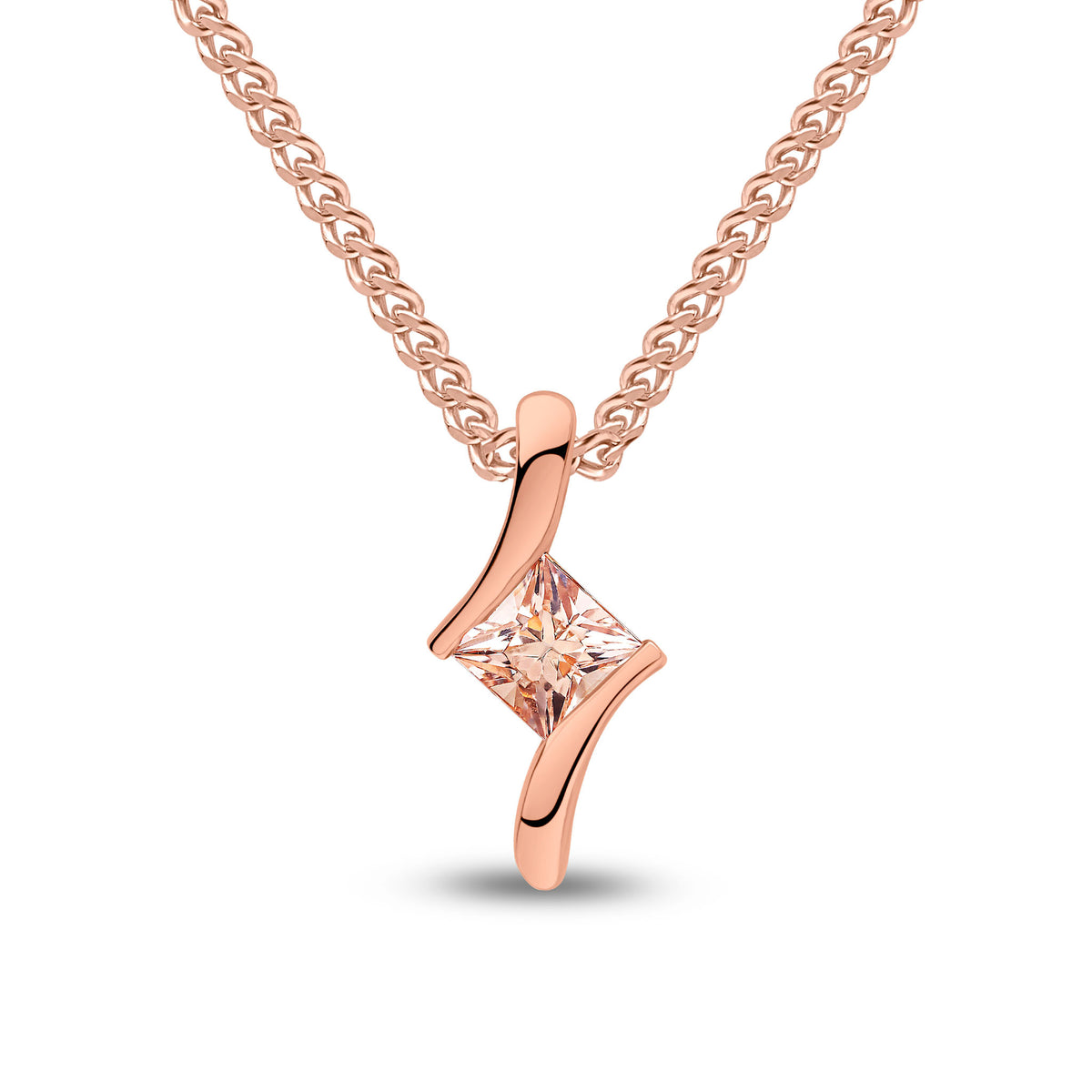 9ct Rose Gold Square Morganite Fancy Pdt