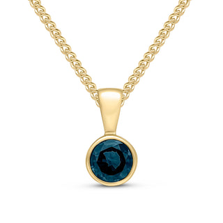 9ct yellow gold 5mm Round Sapphire rubover pendant