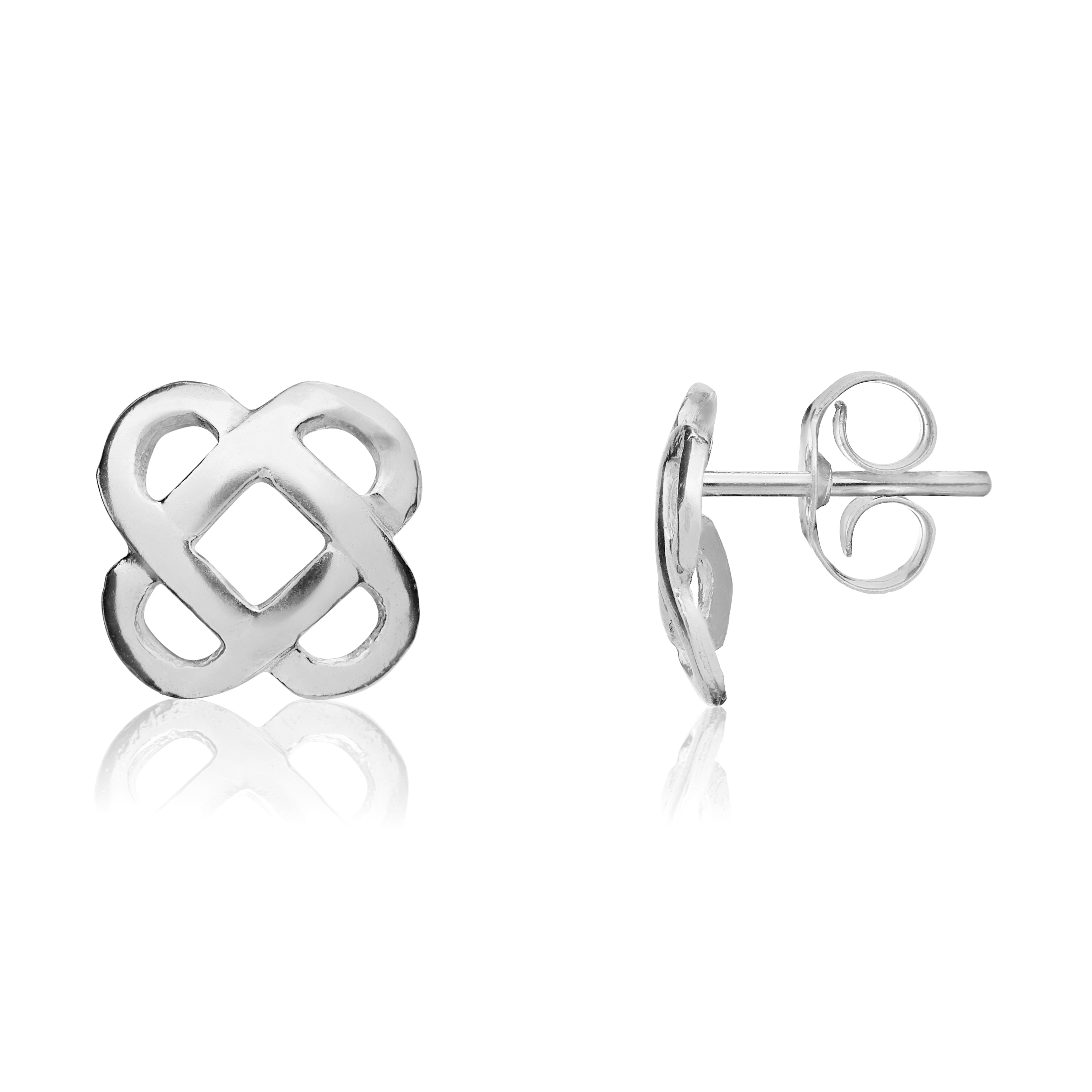 9ct White Gold Cushion Shape Celtic Design Stud Earrings