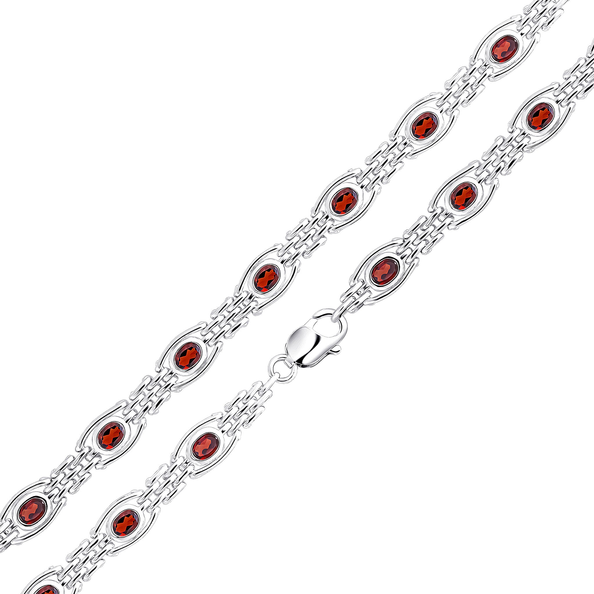 Silver 9.5mm Garnet Gate 7.5"