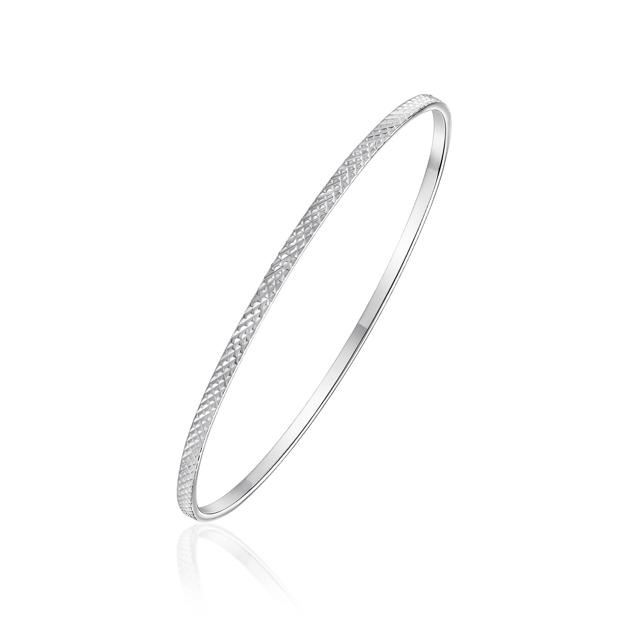 Silver 2.5mm Flat Stacker Bangle DC Machined Pattern