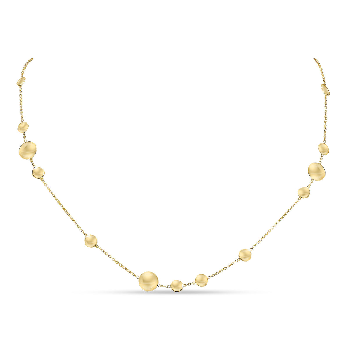 9ct Yellow Gold Chain Necklace with Polished Flat Discs 18 Inch