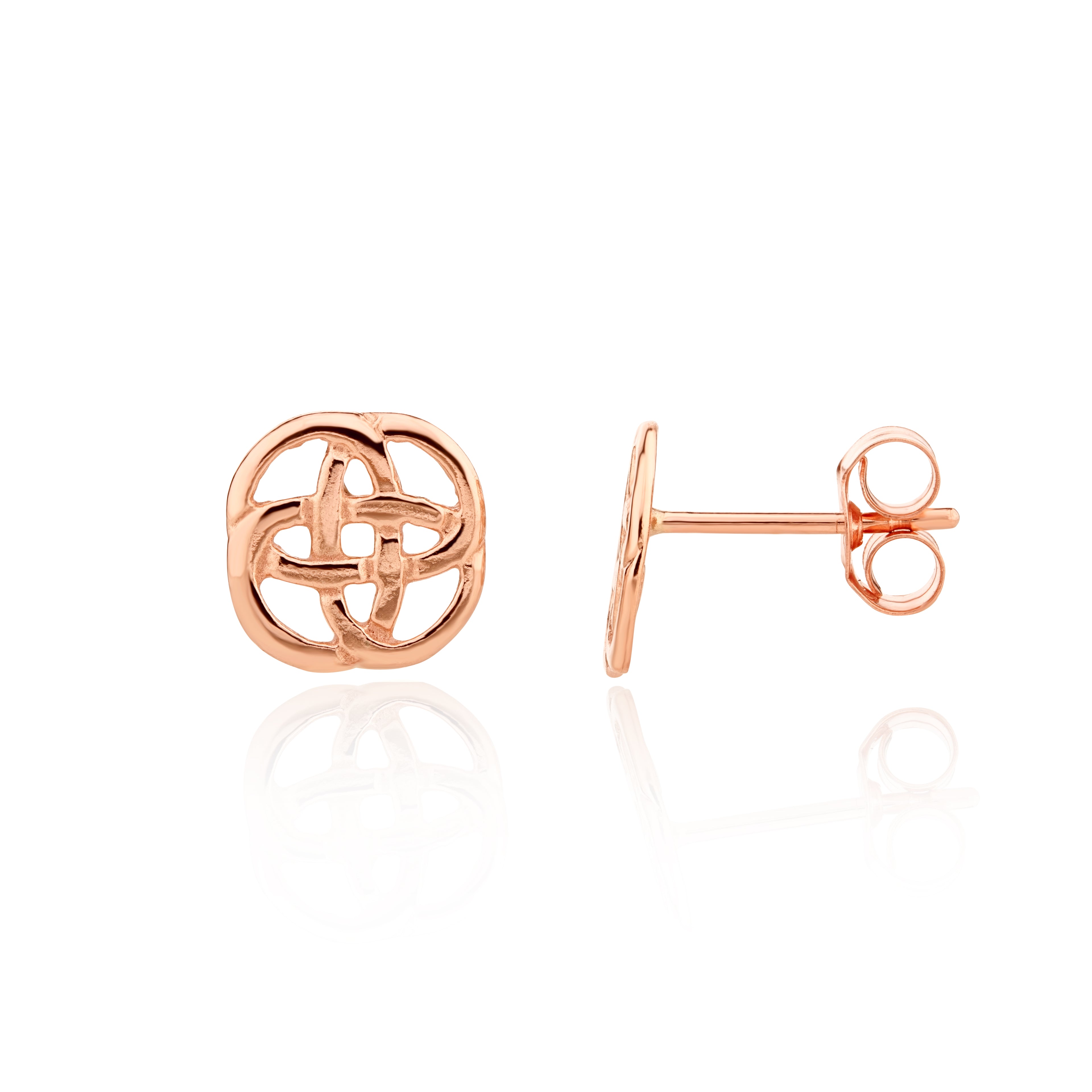 9ct rose gold Polished Round Celtic Style Stud Earrings
