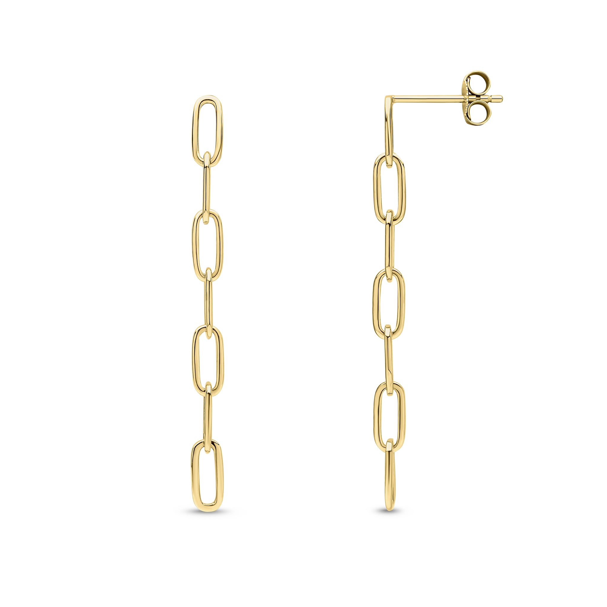 9ct Yellow Gold Paperchain Drop Earrings 43mm Long