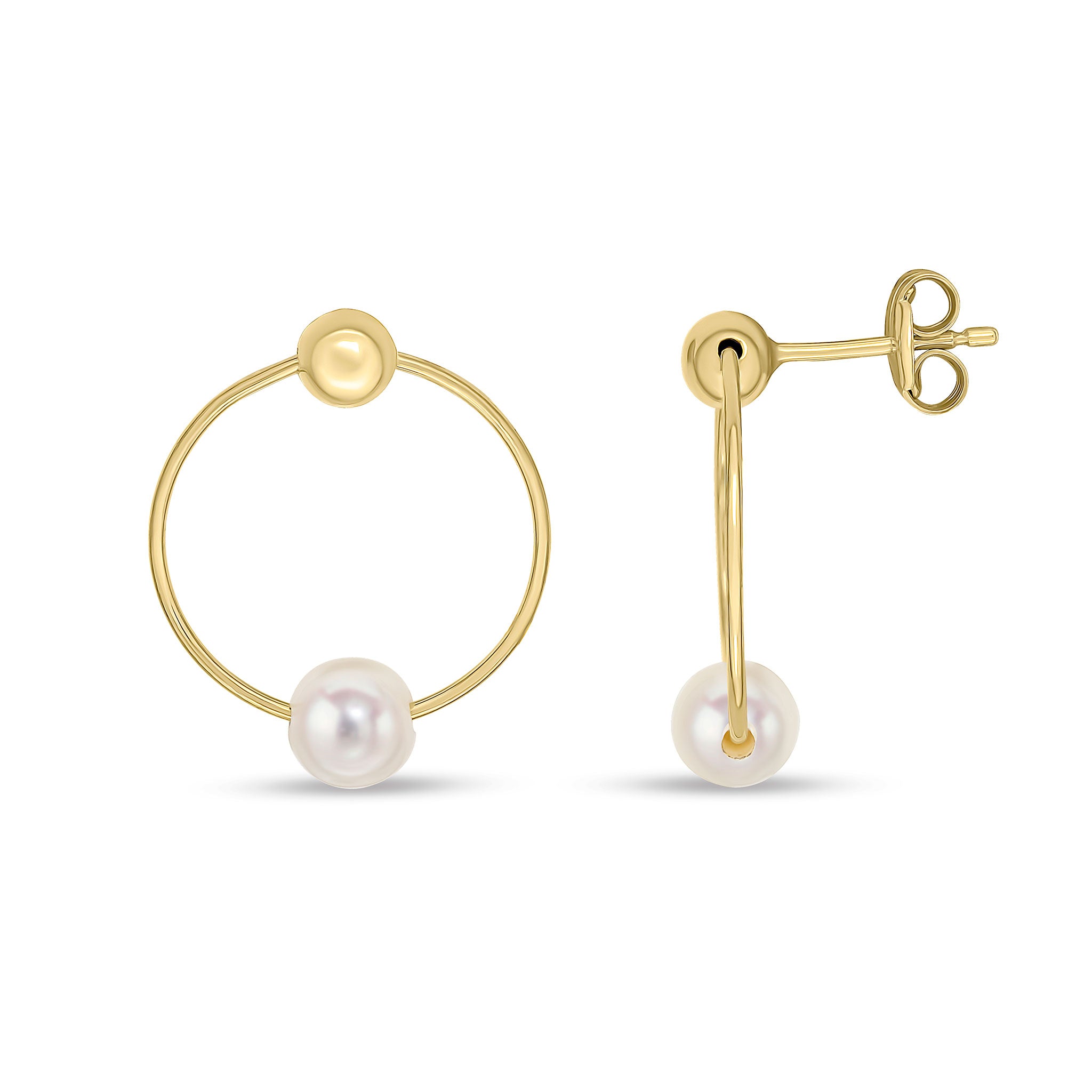 9ct Yellow Gold Ring & Cultured Freshwater Pearl with Bead Stud Drop Earrings