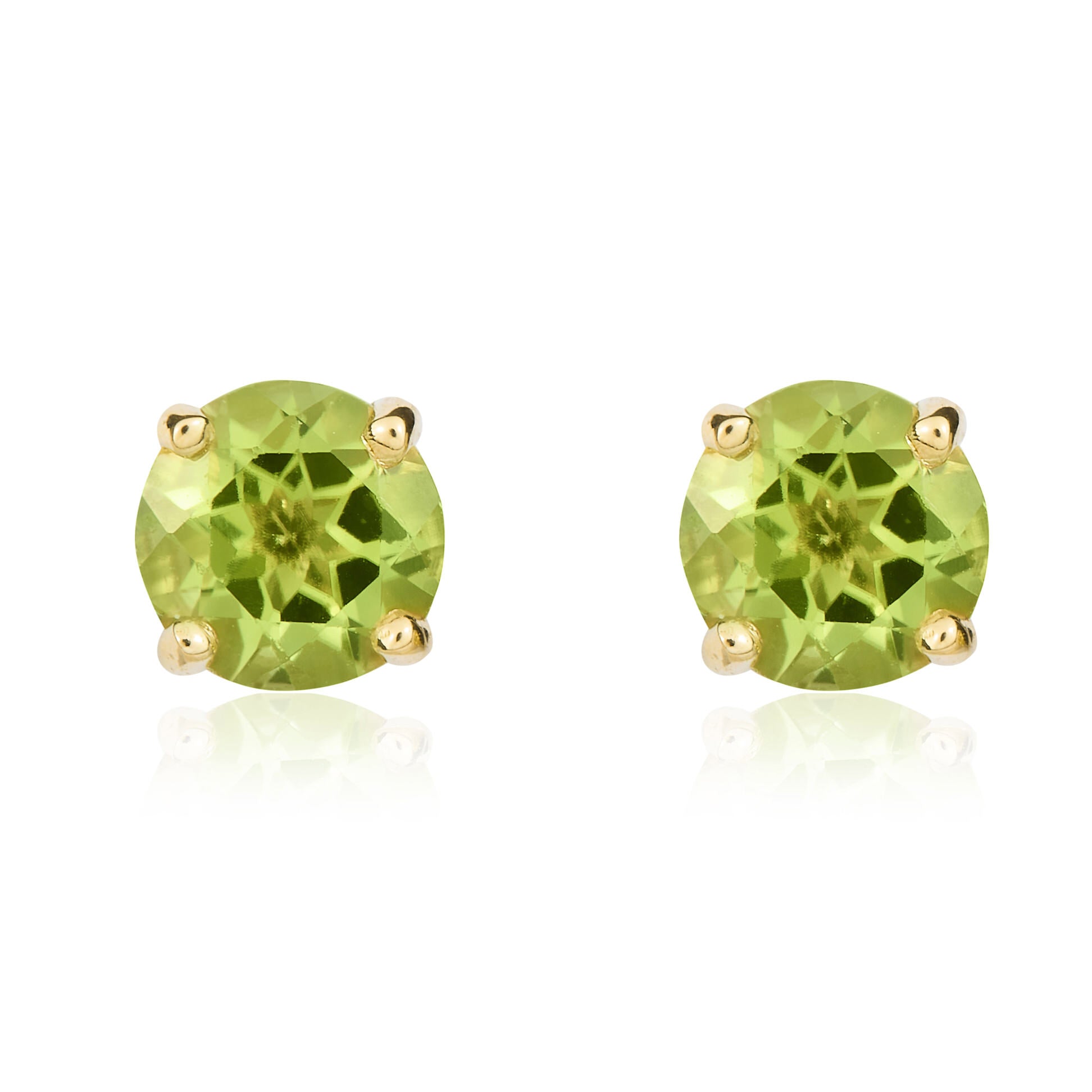 9ct Yellow Gold 5mm Round Peridot Claw Set Earrings