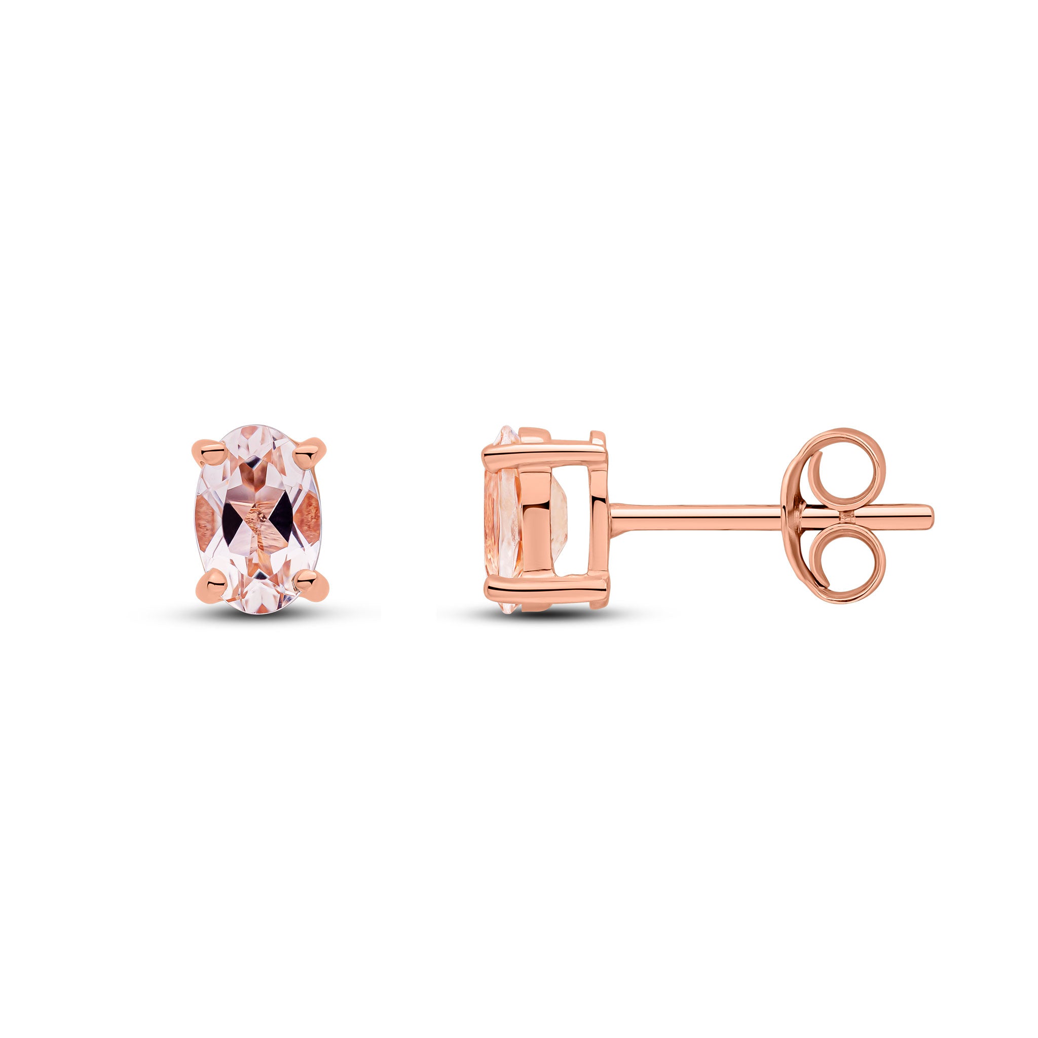 9ct rose gold 6 x 4 mm oval morganite Claw Set Earrings